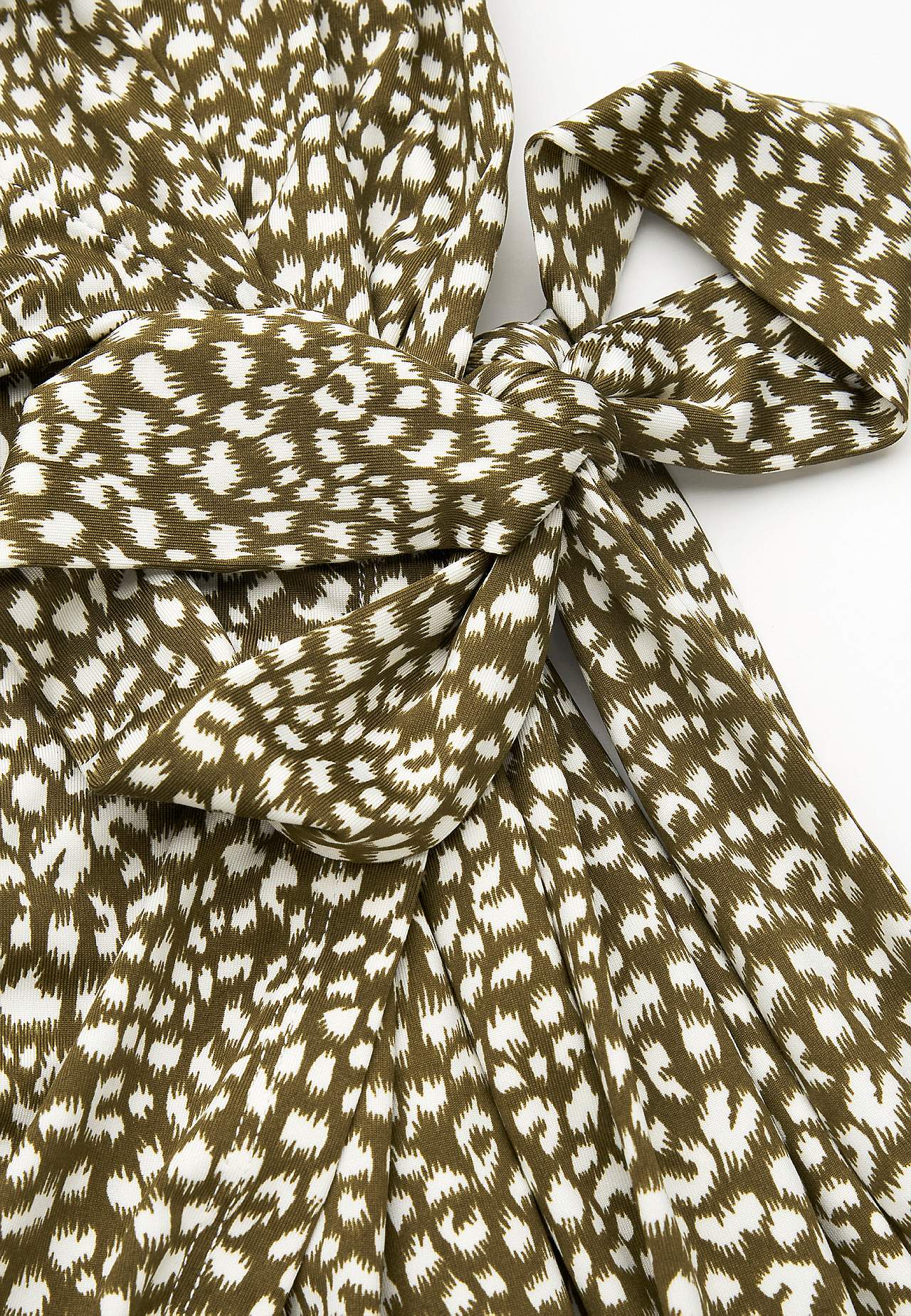 Patterned wrap front dress in jersey