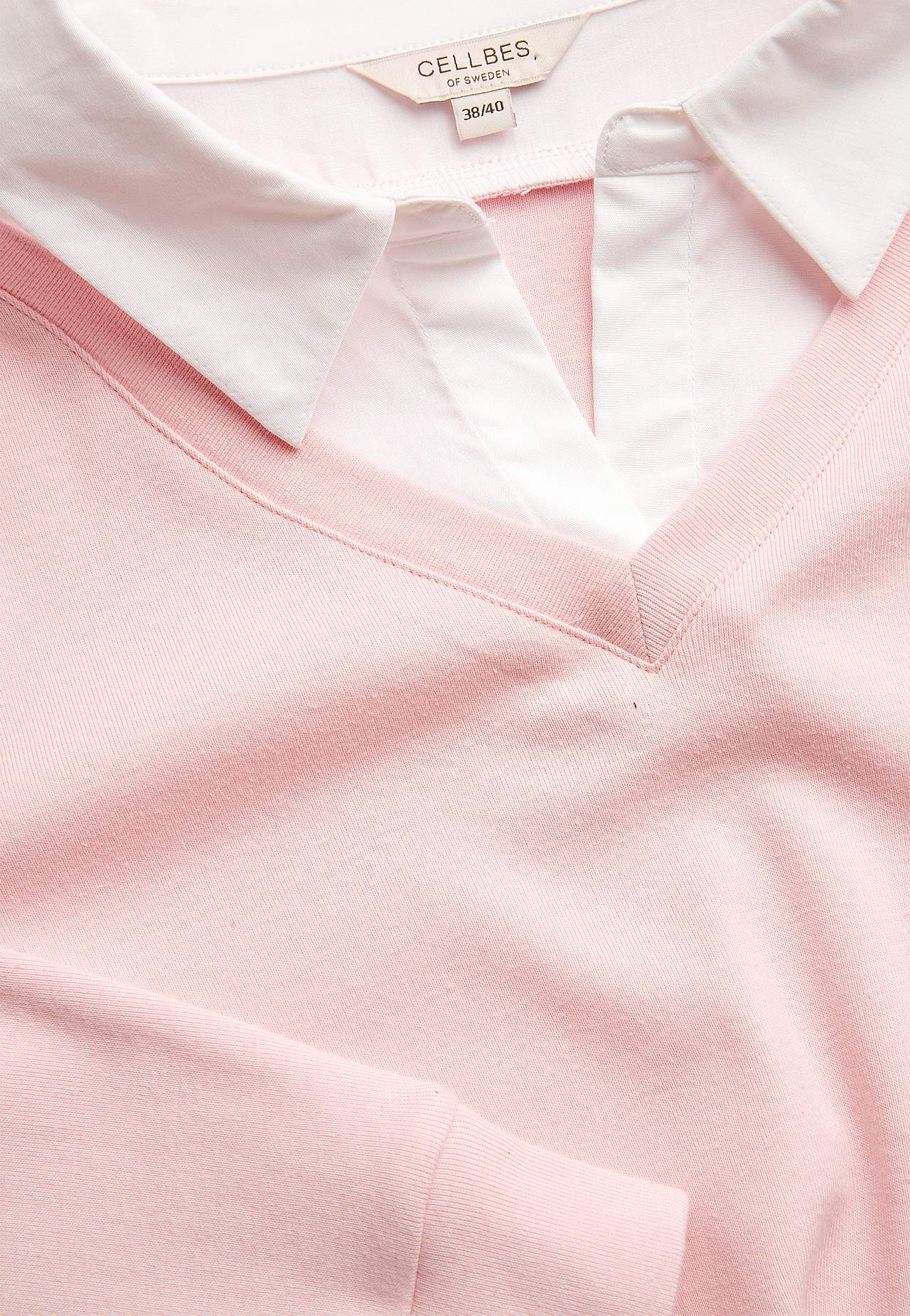 Jersey top with sewn shirt collar