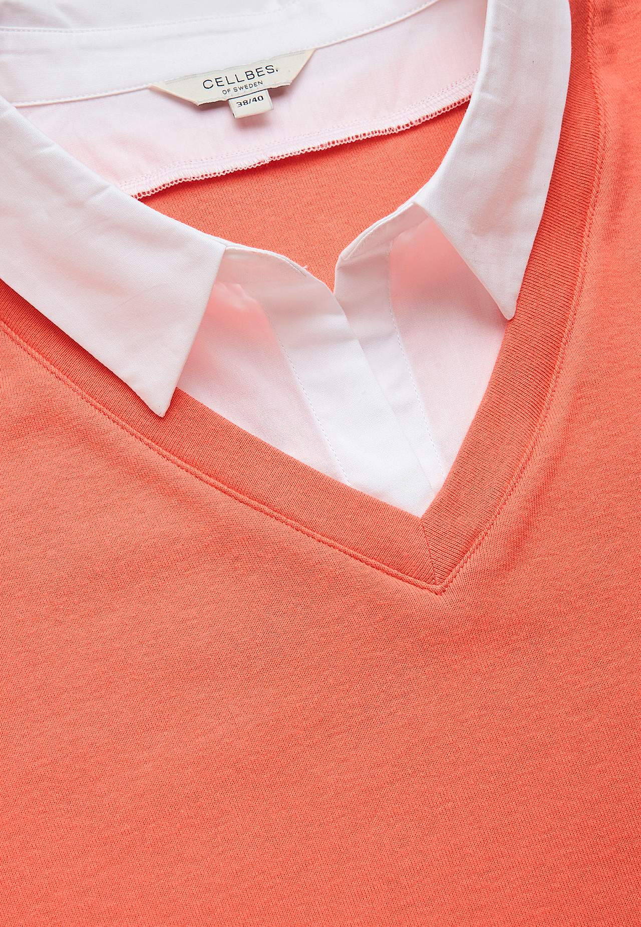 Jersey top with sewn shirt collar