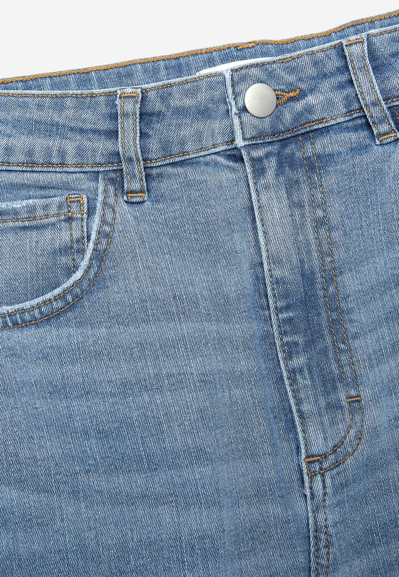 Denim skirt with slit at front