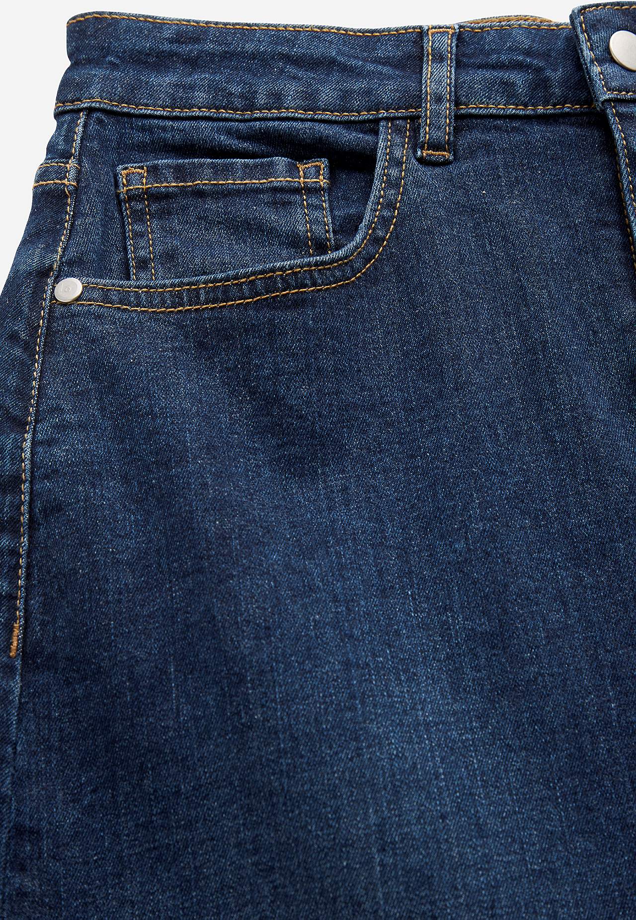Denim skirt with slit at front