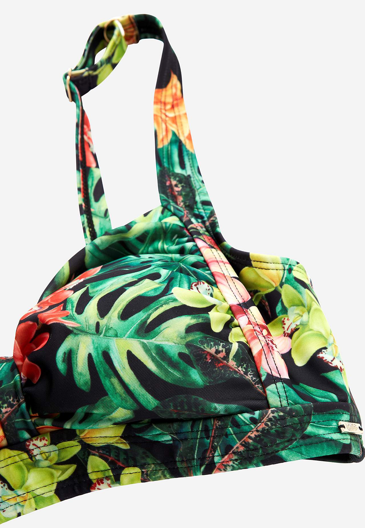 Bikini bra with tropical pattern