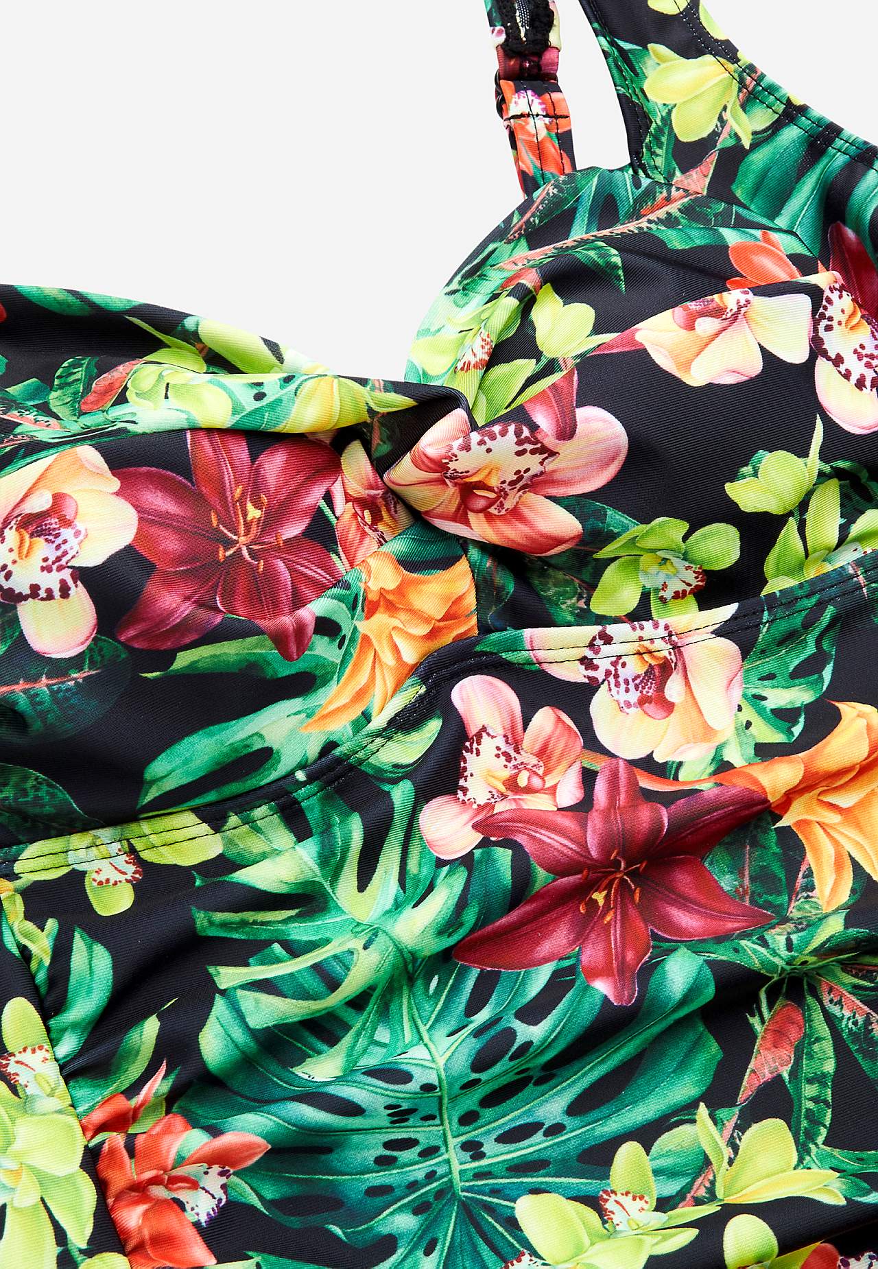Tankini singlet with shaping effect and a flower pattern