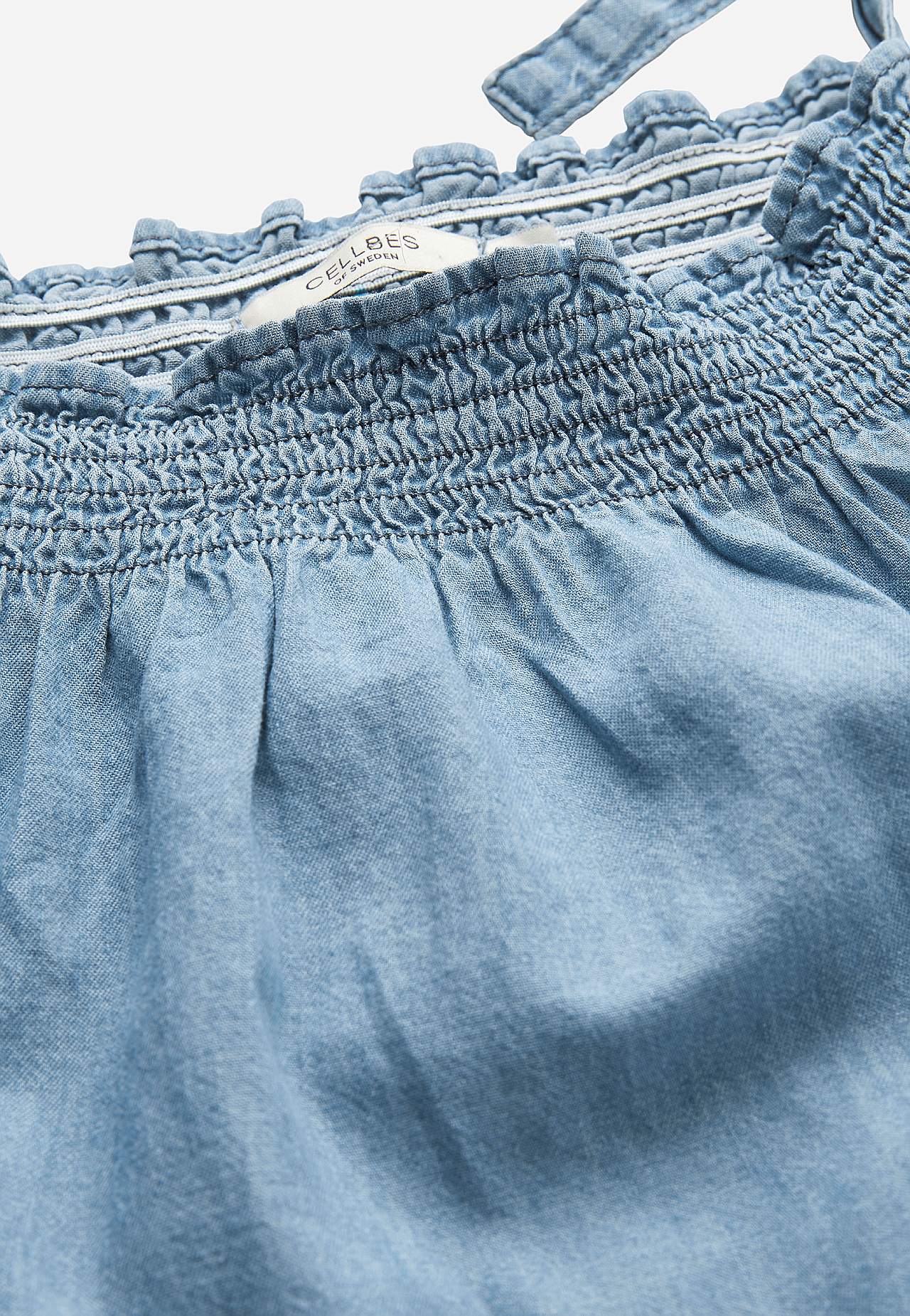 Soft denim dress with tie strap