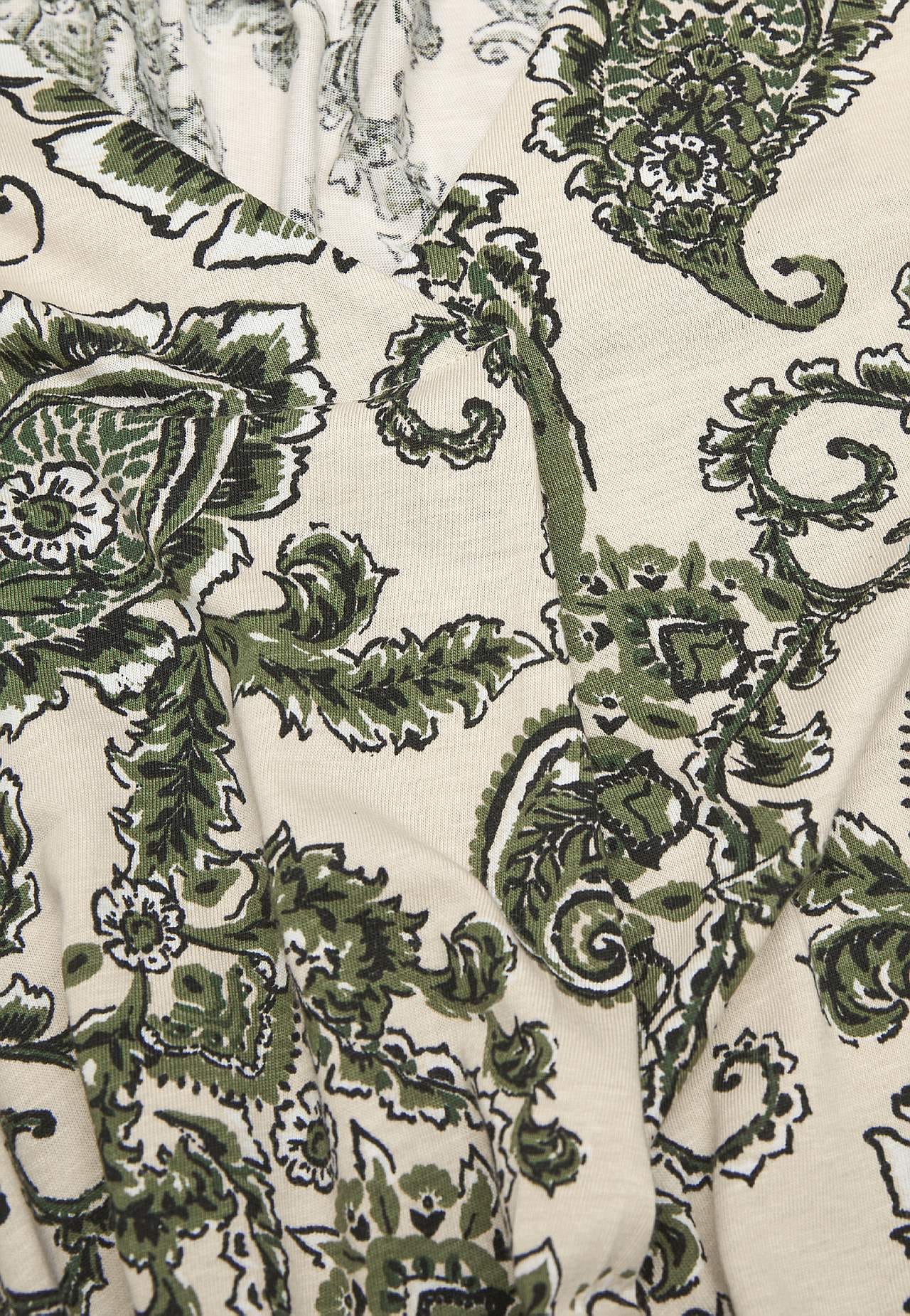 Patterned jersey tuniq with decorative pleat