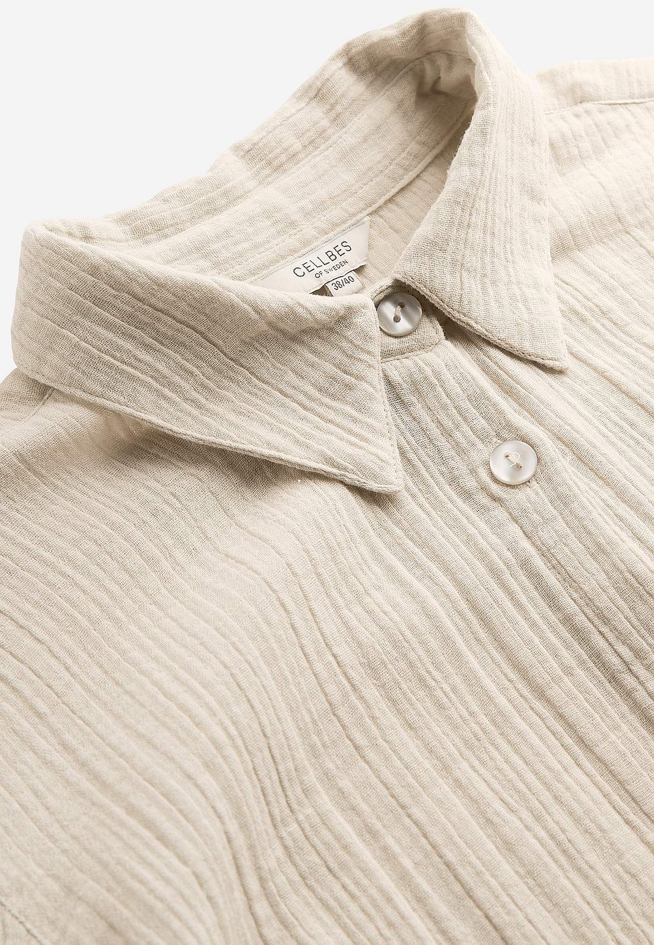 Long shirt in crinkled cotton