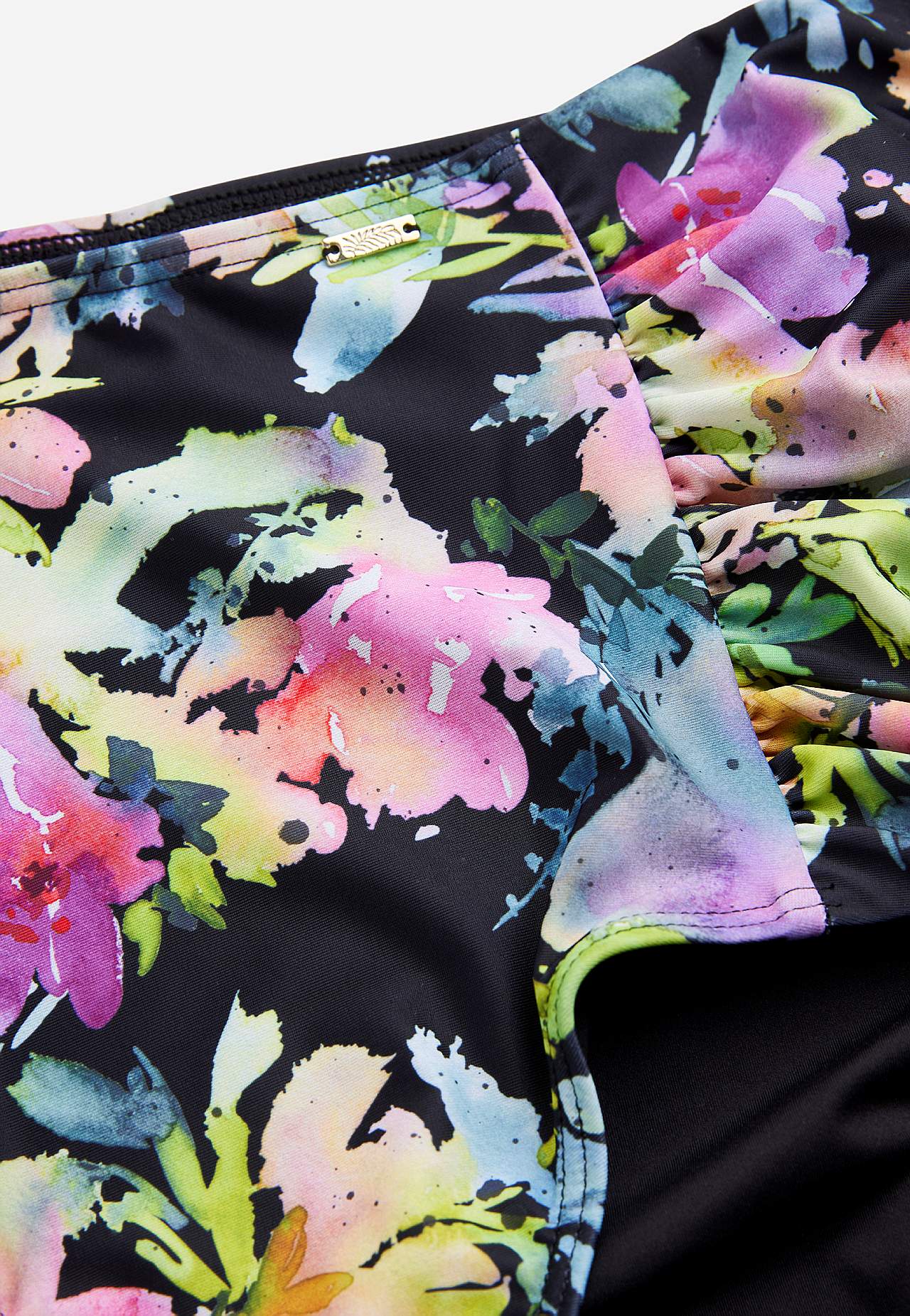 Ruched bikini bottom with high waist