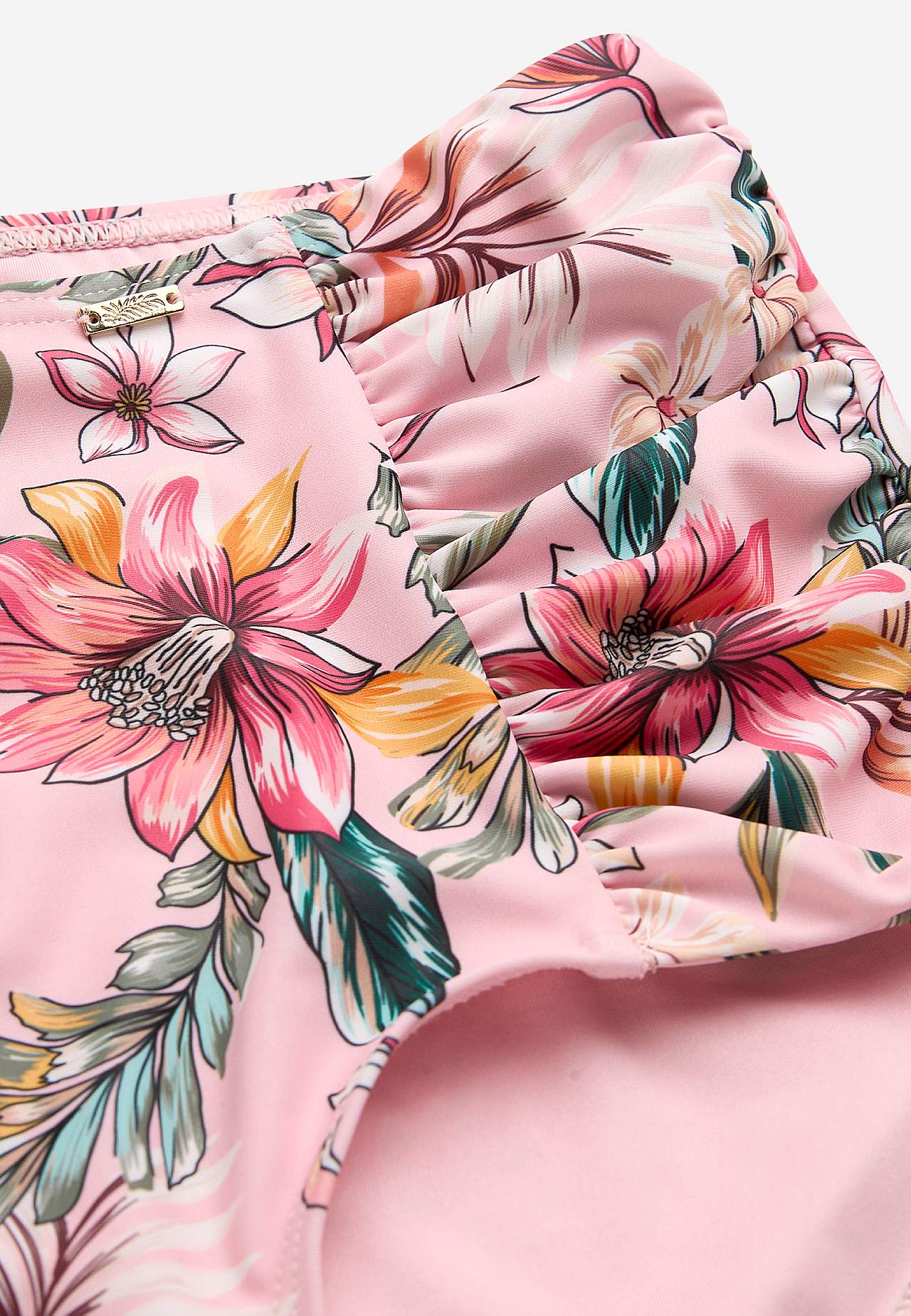 Bikini bottom with high waist and a flower pattern Honolulu