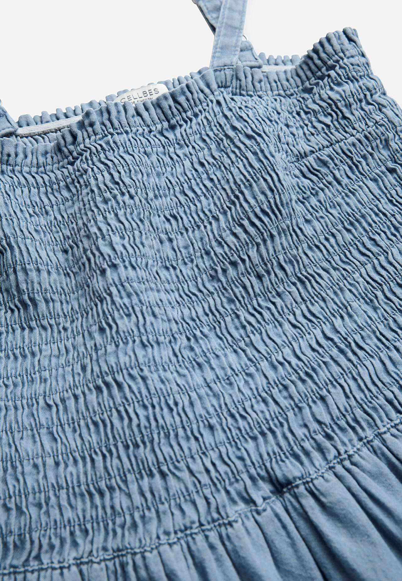 Delightfully soft denim dress with flounces