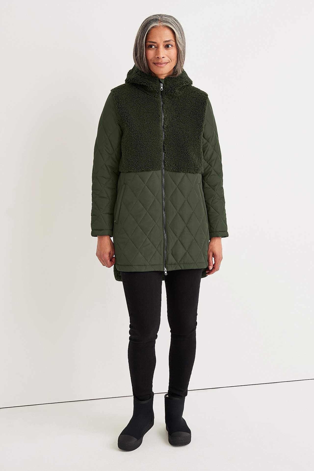 Quilted jacket with pilé details