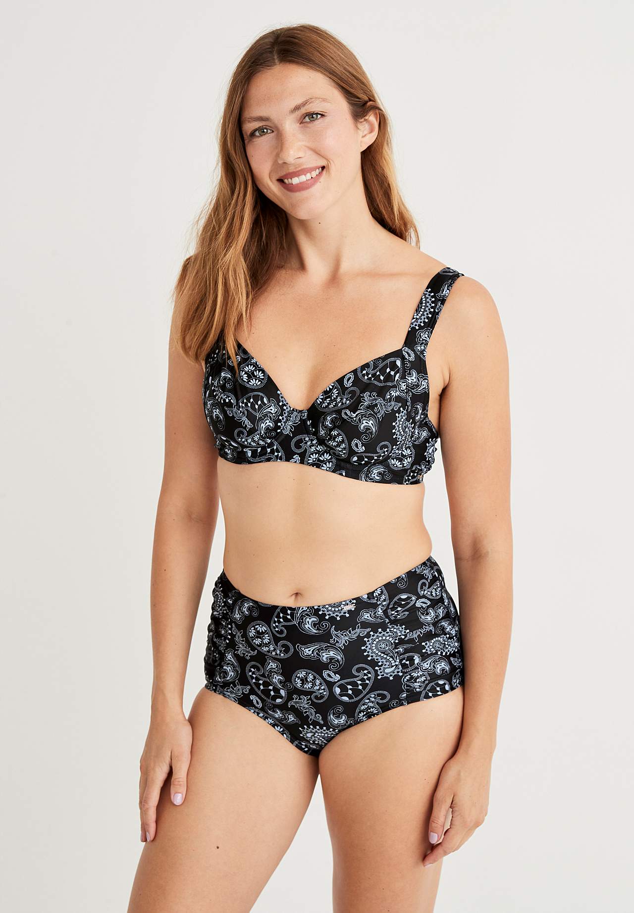 Bikini bottom with high waist and a paisley pattern Honolulu