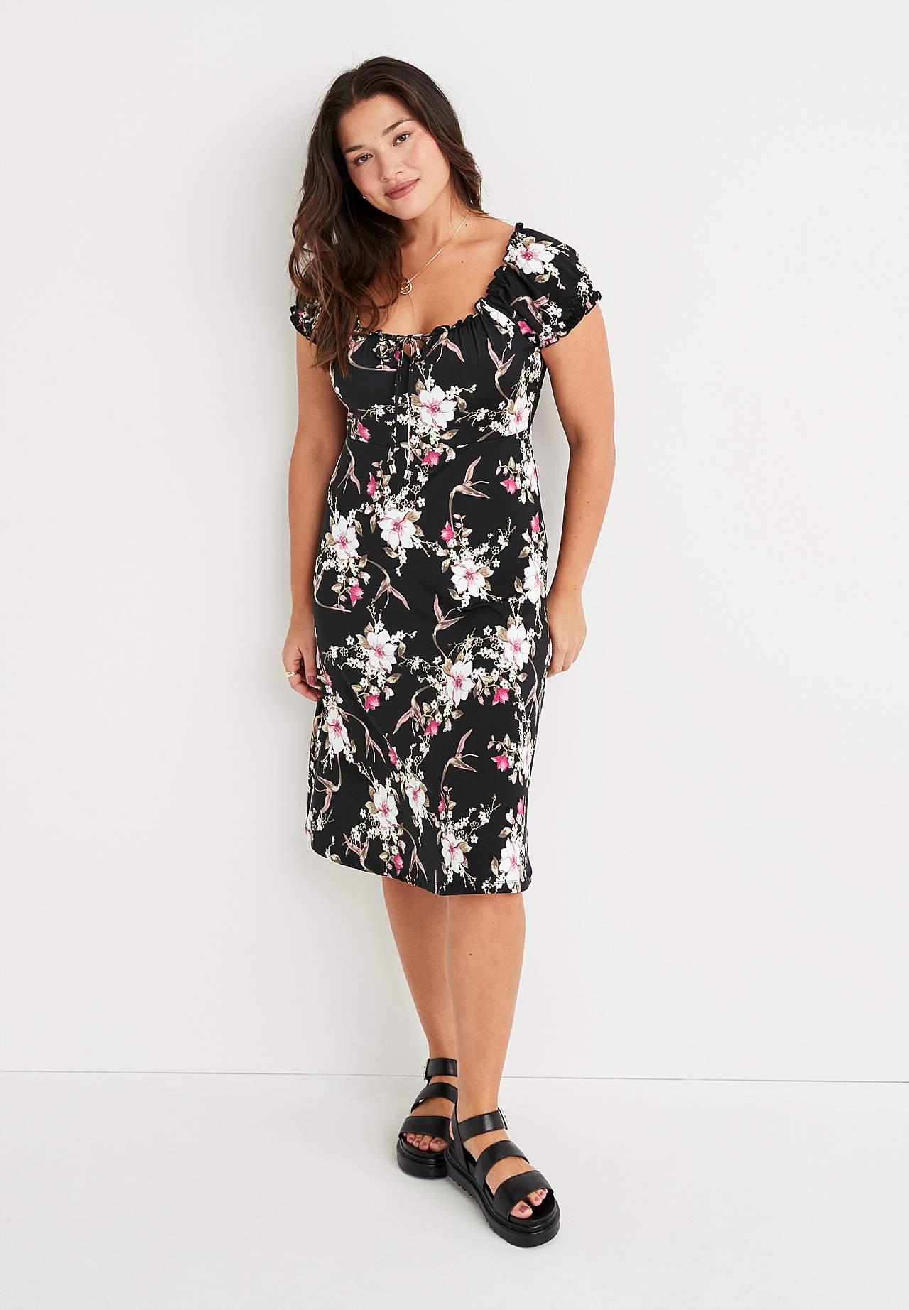 Patterned off-shoulder dress