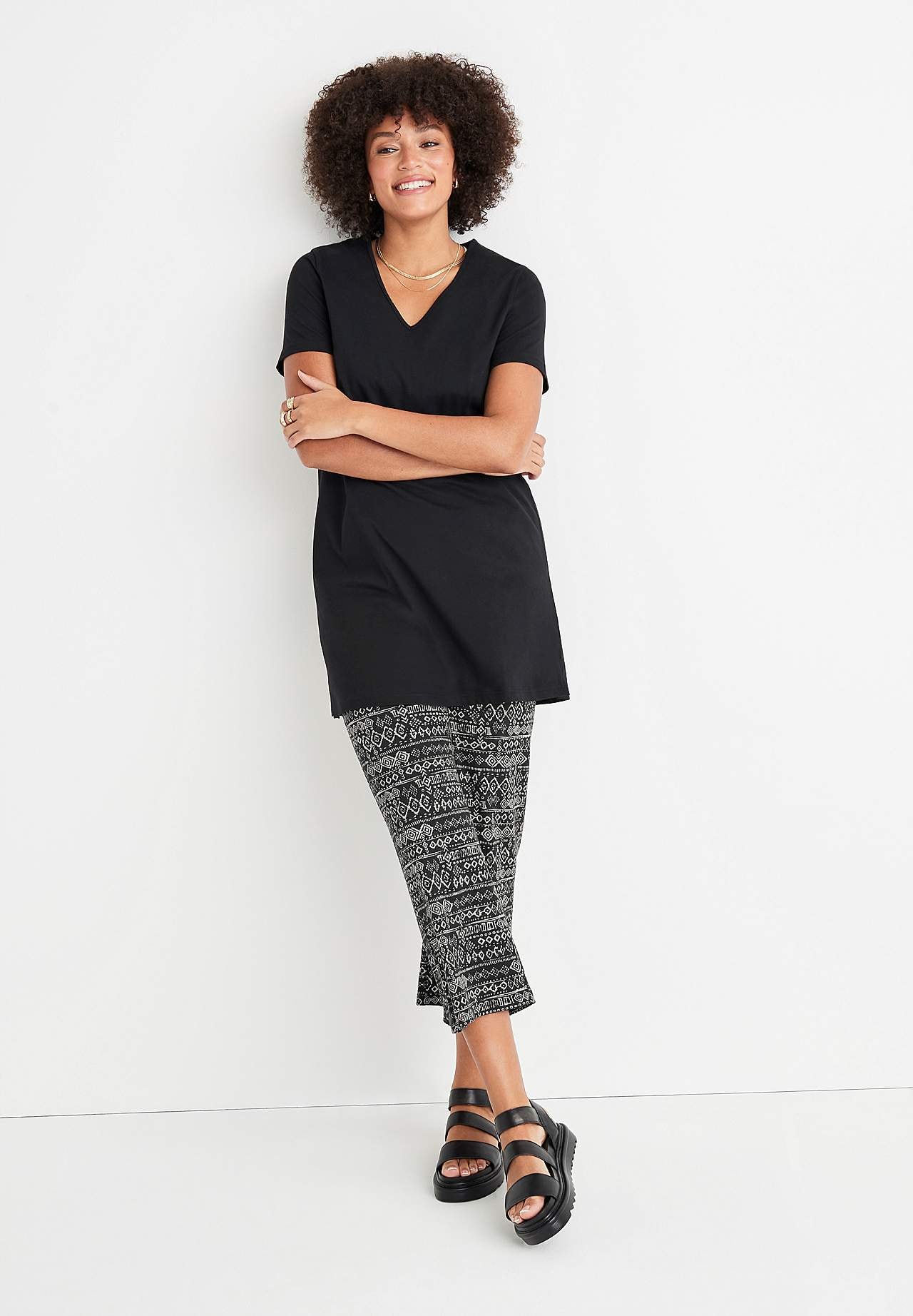 Patterned culotte trousers