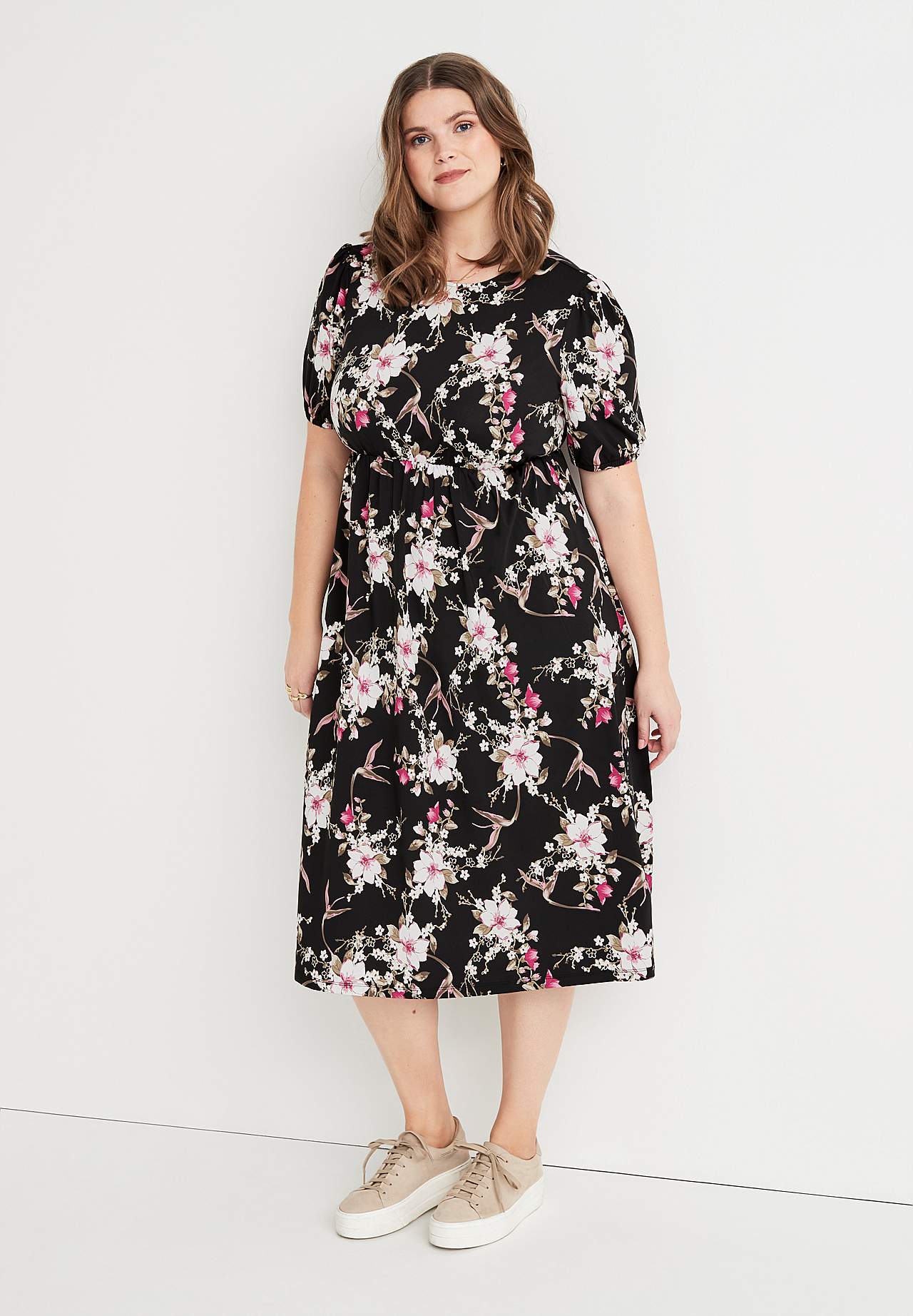 Patterned midi dress in supple jersey