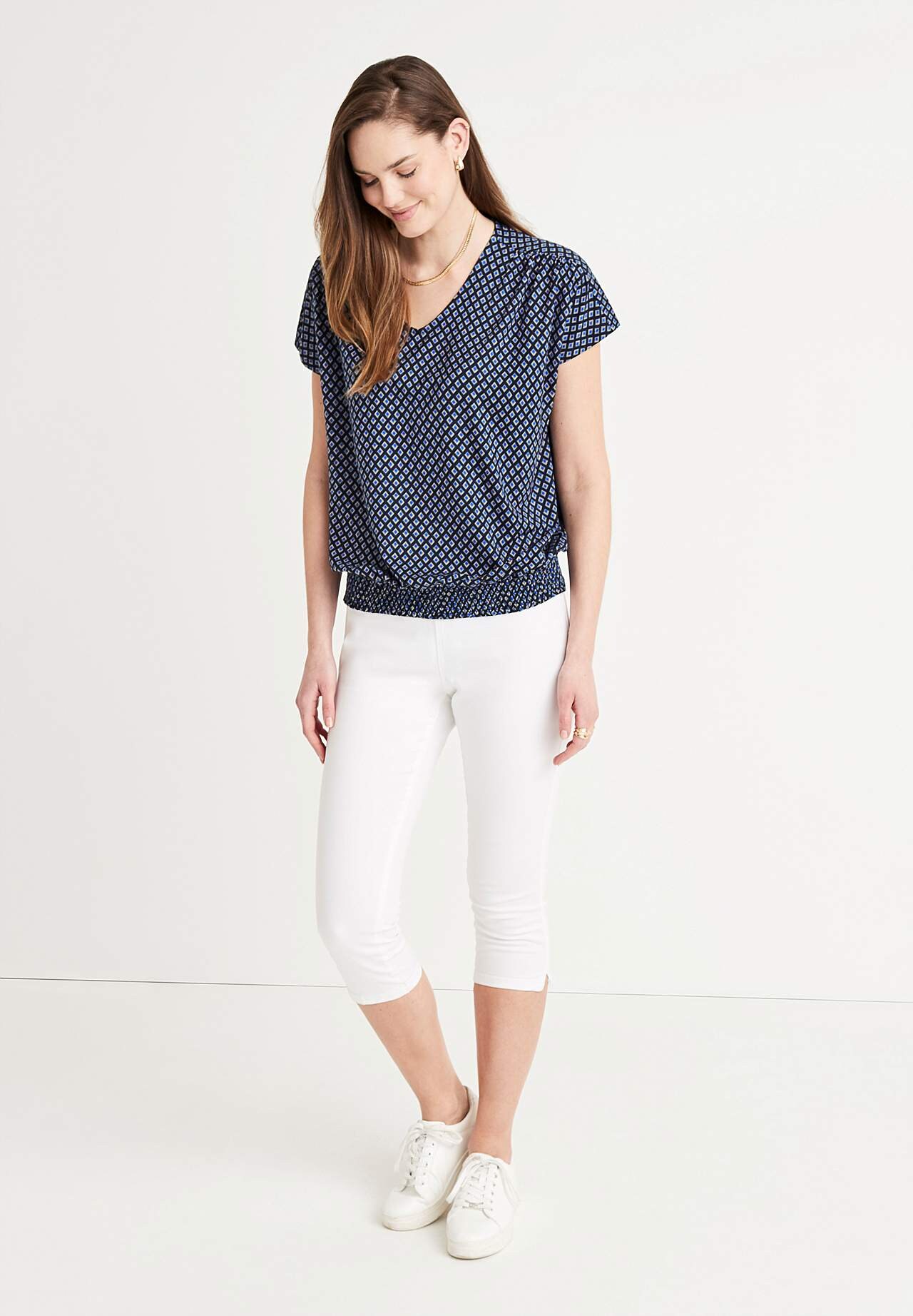 Jersey top with smocking