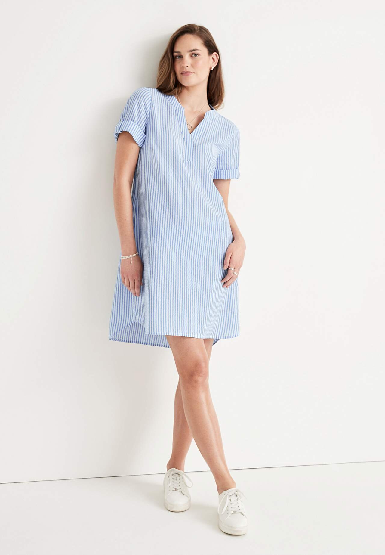 Striped dress in seersucker