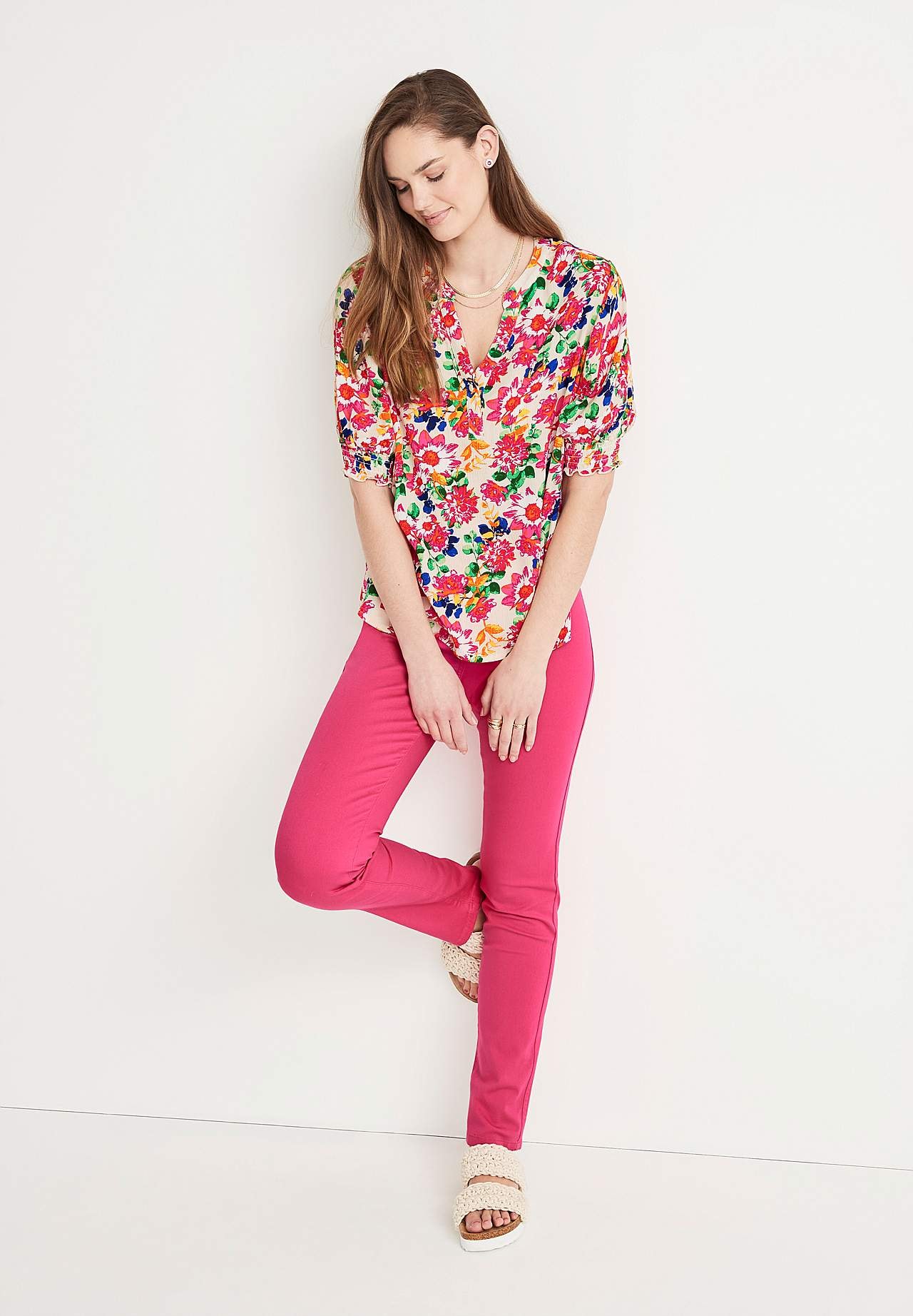 Crepe blouse with smocking Mia