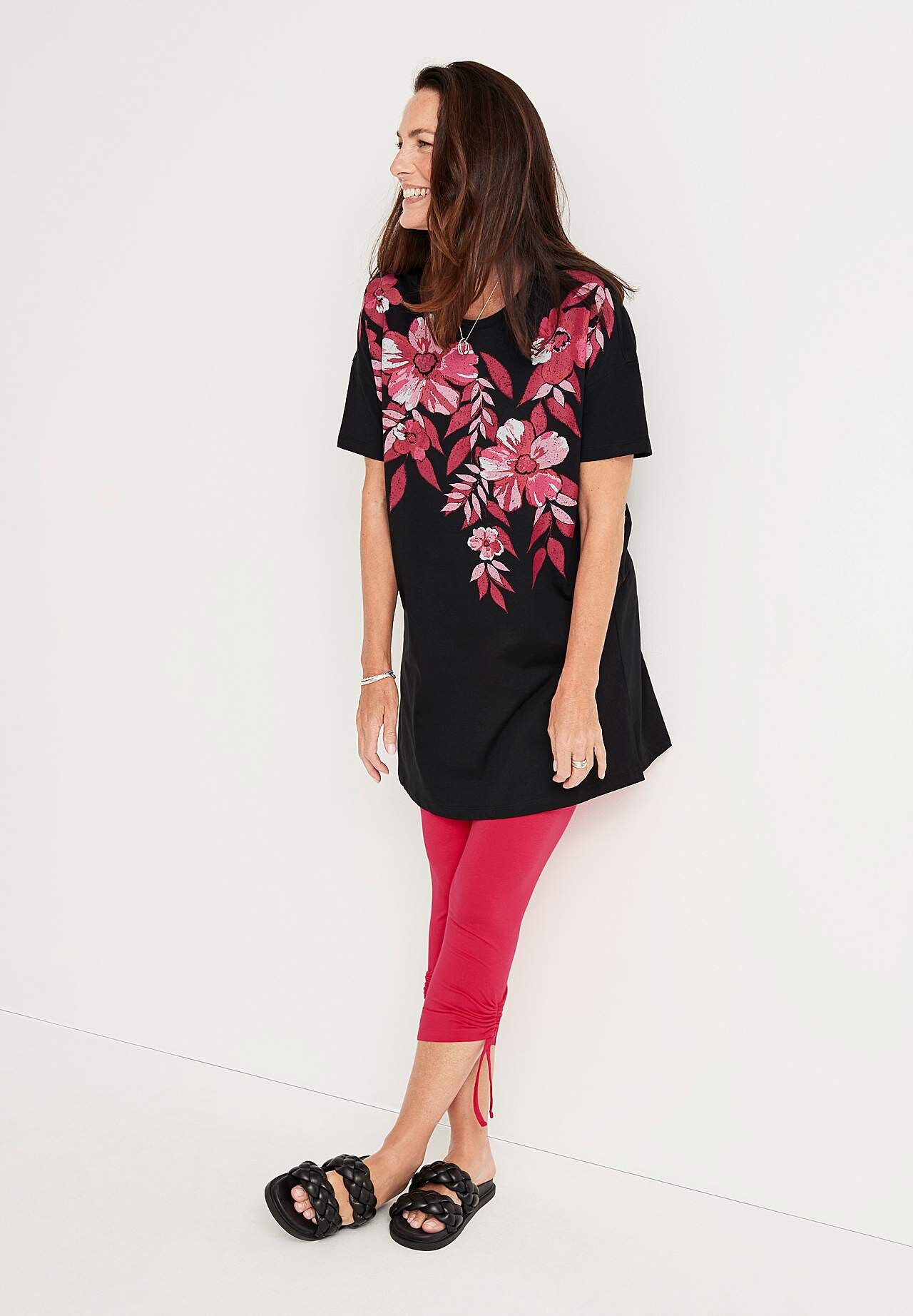 Capri leggings with drawstring at the leg ends Astrid 2-pack