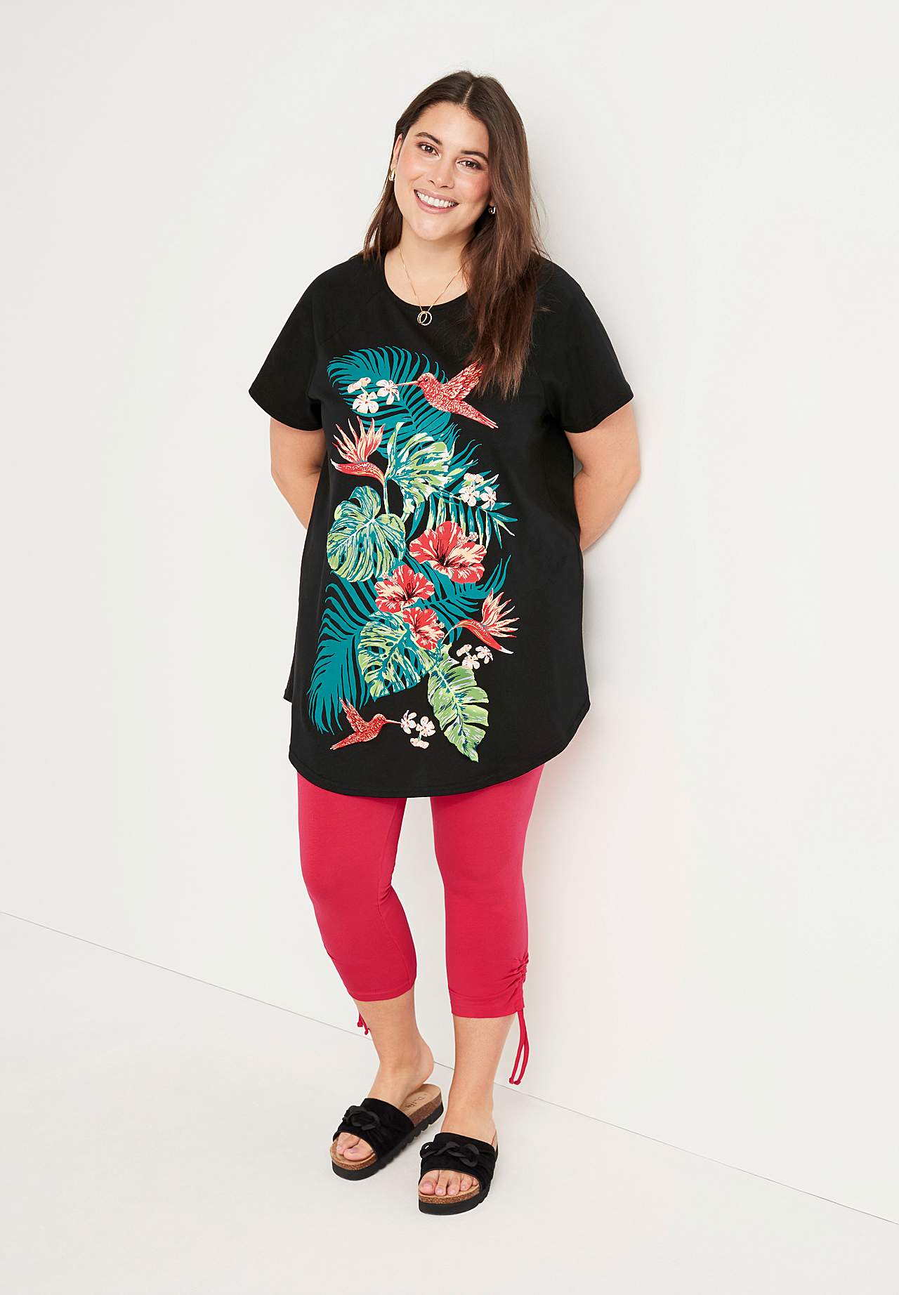 Capri leggings with drawstring at the leg ends Astrid 2-pack