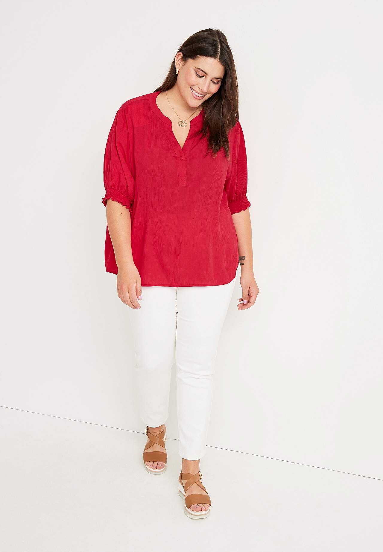 Crepe blouse with smocking Mia