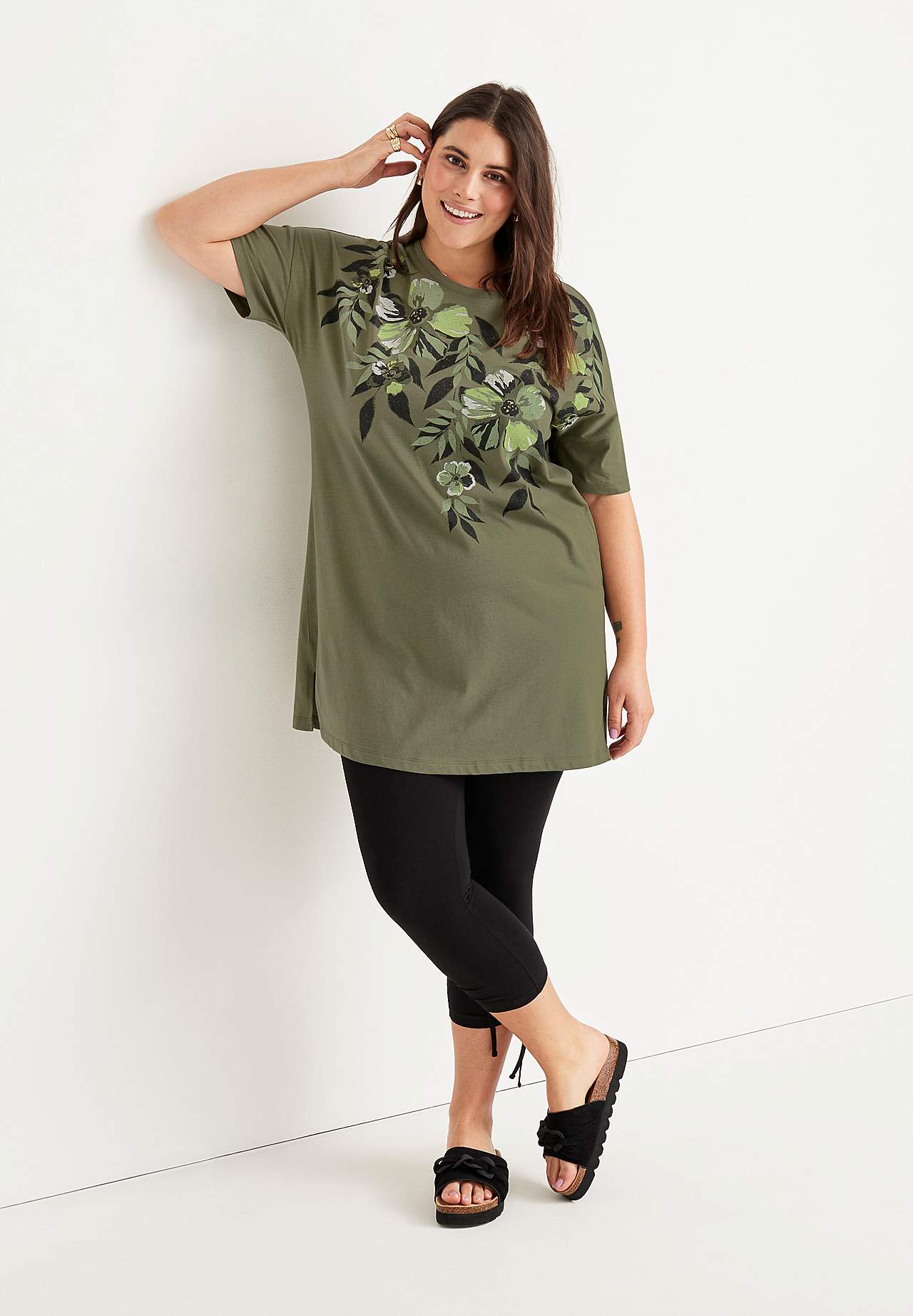 Capri leggings with drawstring at the leg ends Astrid 2-pack