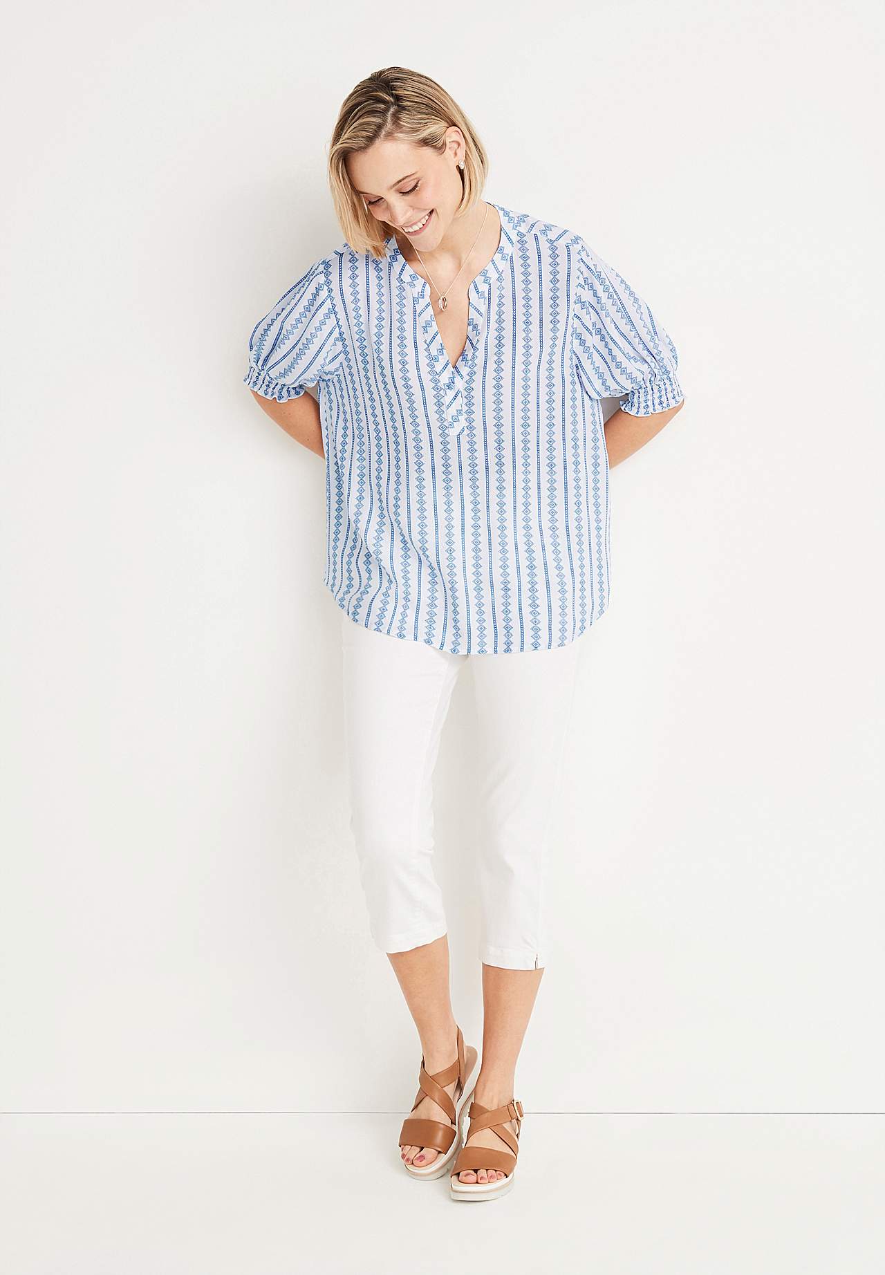 Crepe blouse with smocking