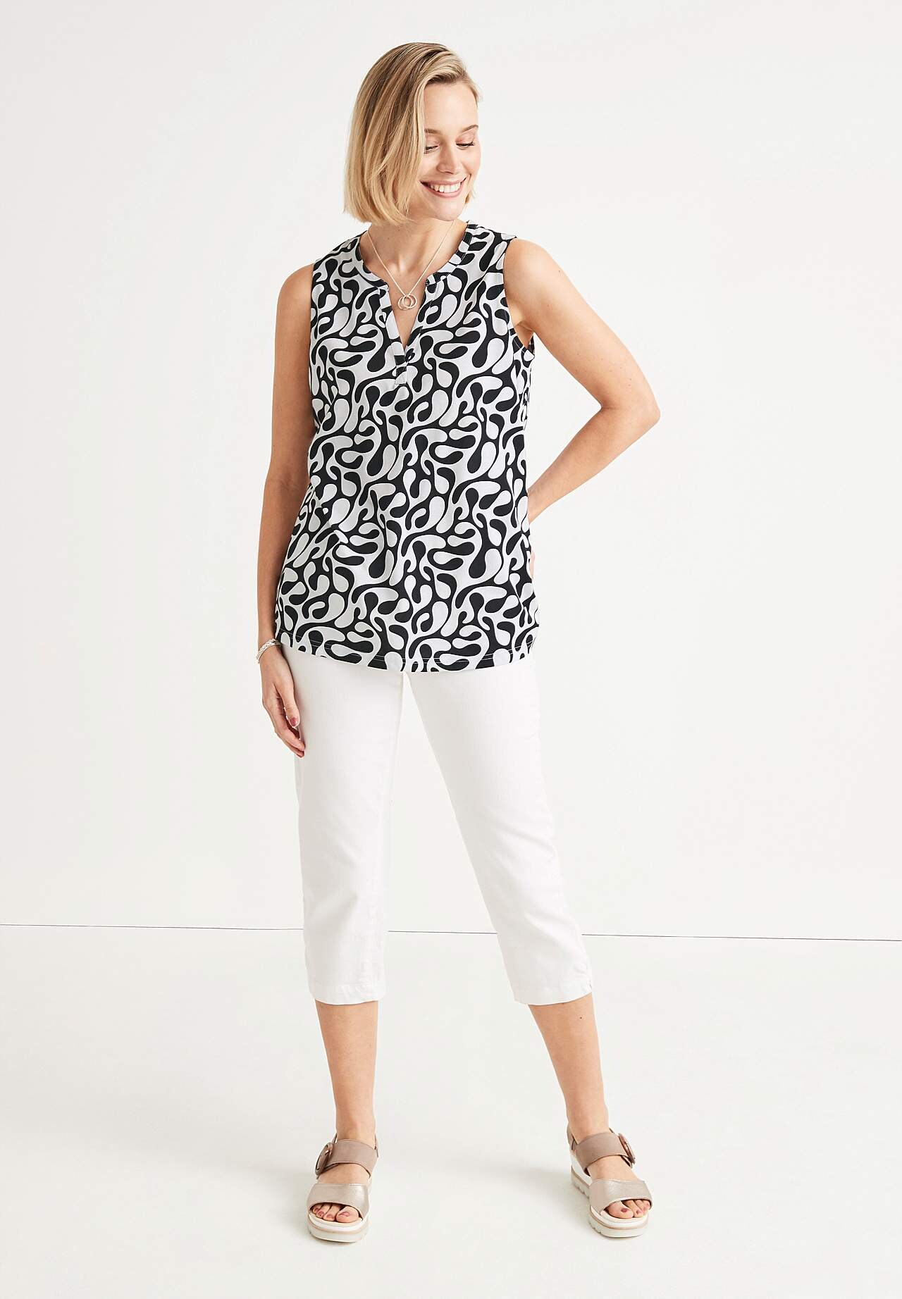 Sleeveless top in organic cotton 2-pack