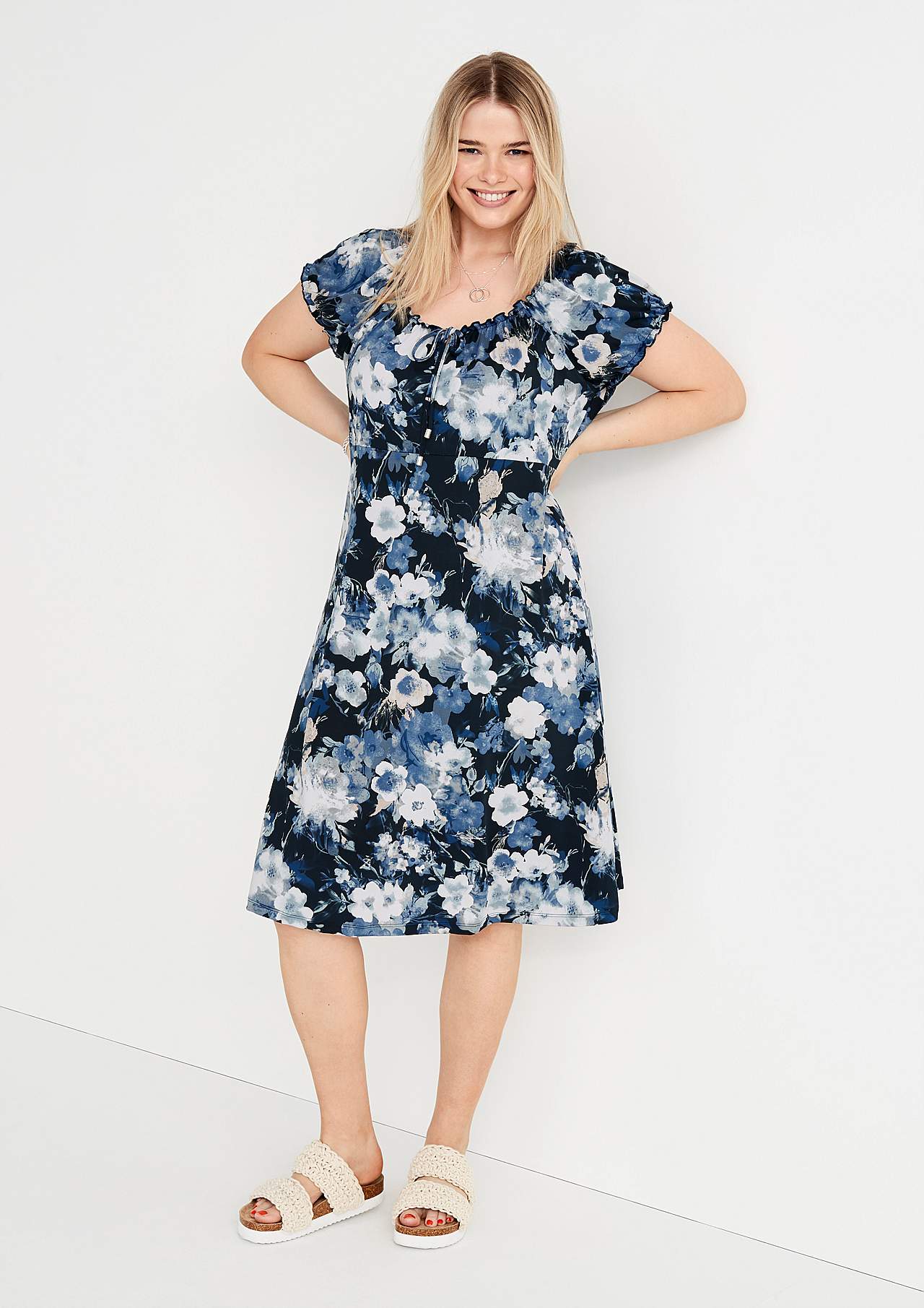 Patterned off-shoulder dress