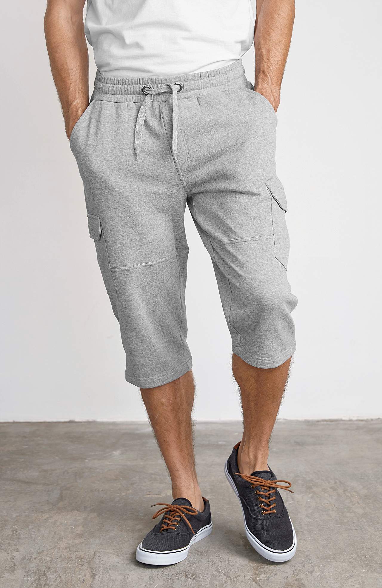 Lange sweatshirt-shorts med cargolommer