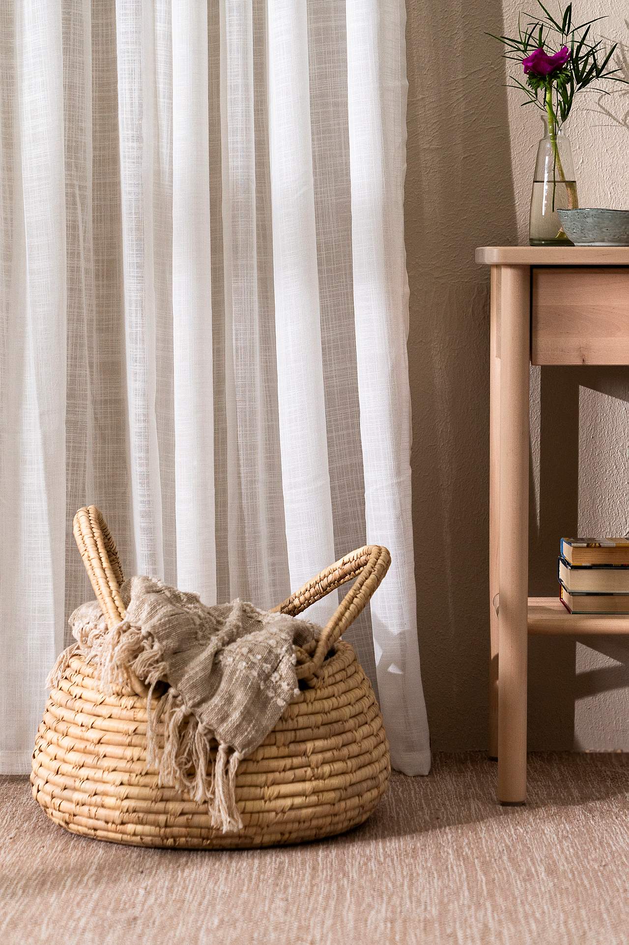 Multi length tape curtains with linen look Victoria 2-pack