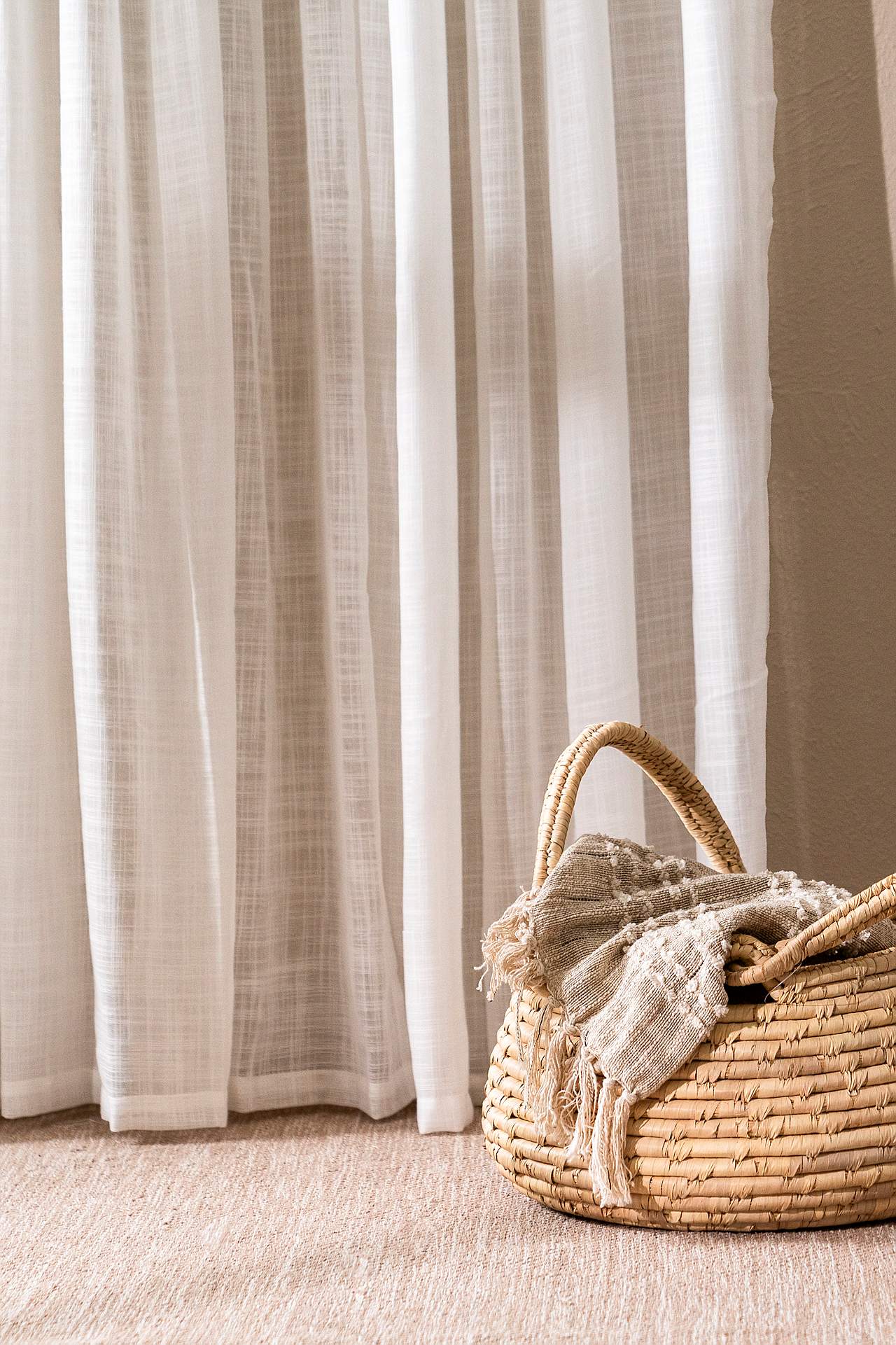 Multi length tape curtains with linen look Victoria 2-pack
