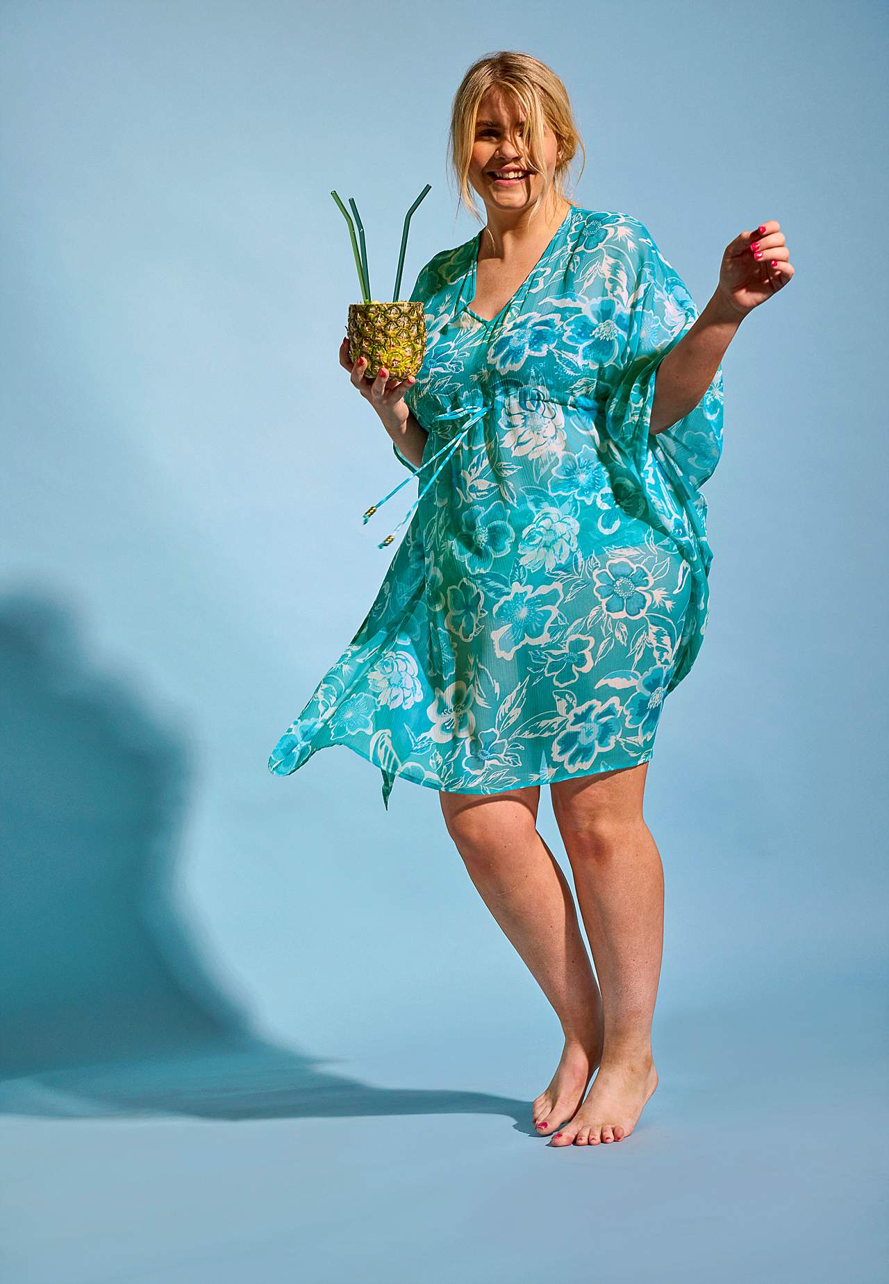 Beach caftan with a flower pattern