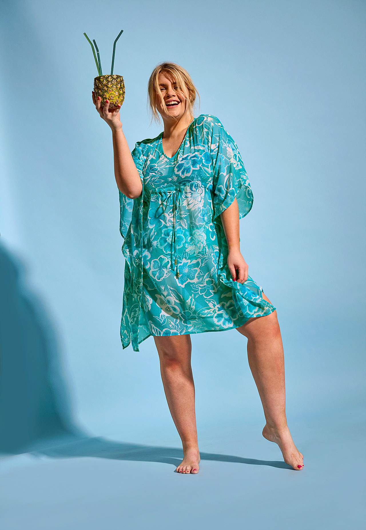 Beach caftan with a flower pattern