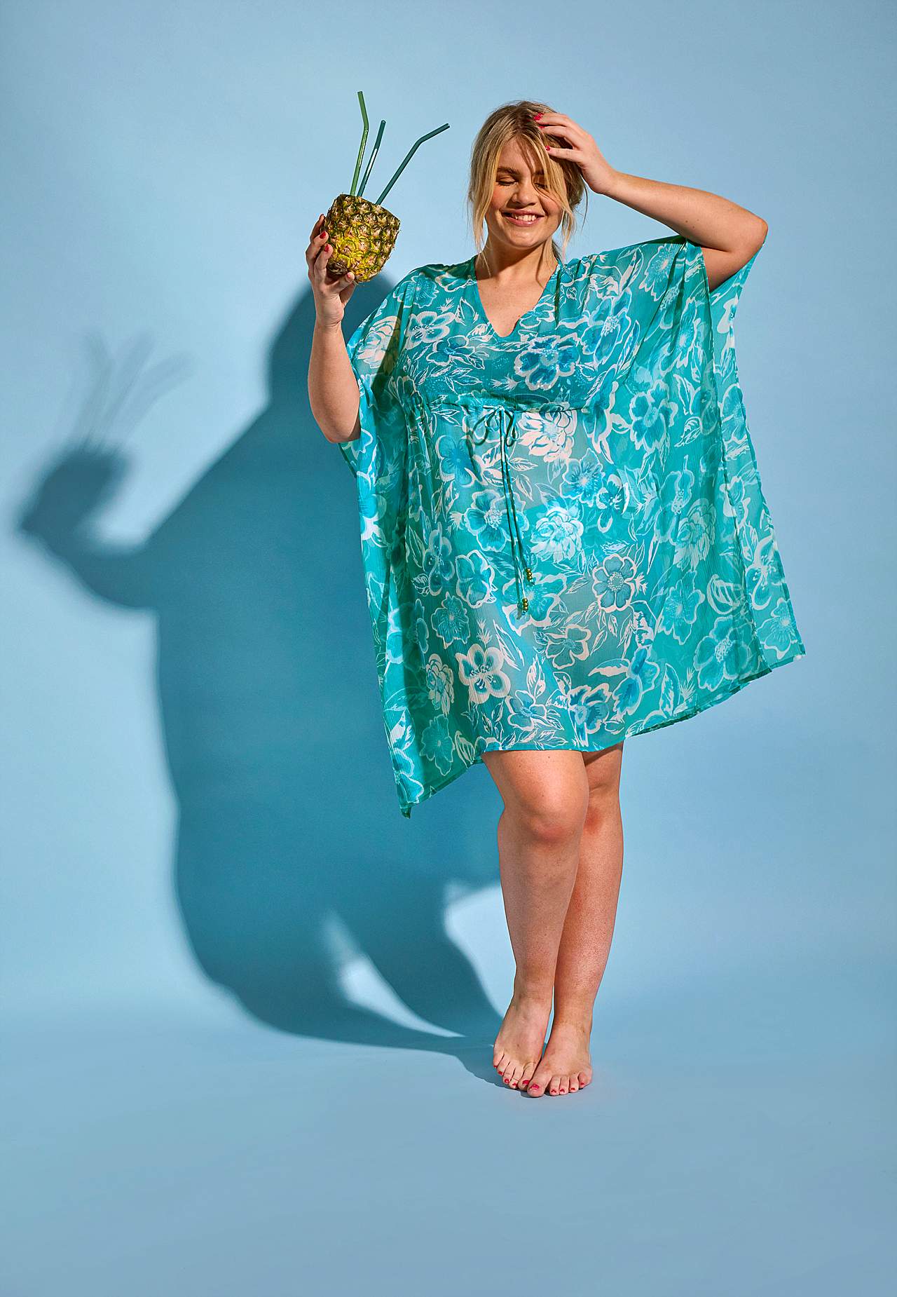 Beach caftan with a flower pattern