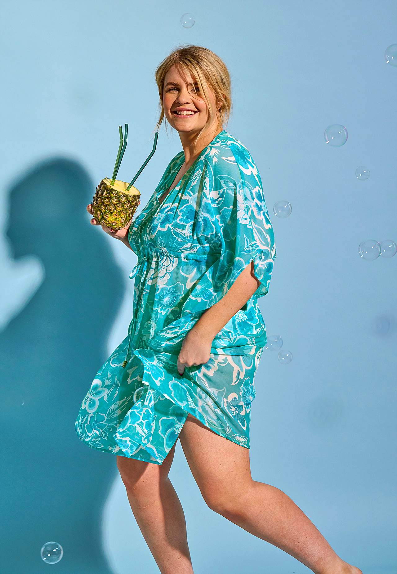 Beach caftan with a flower pattern