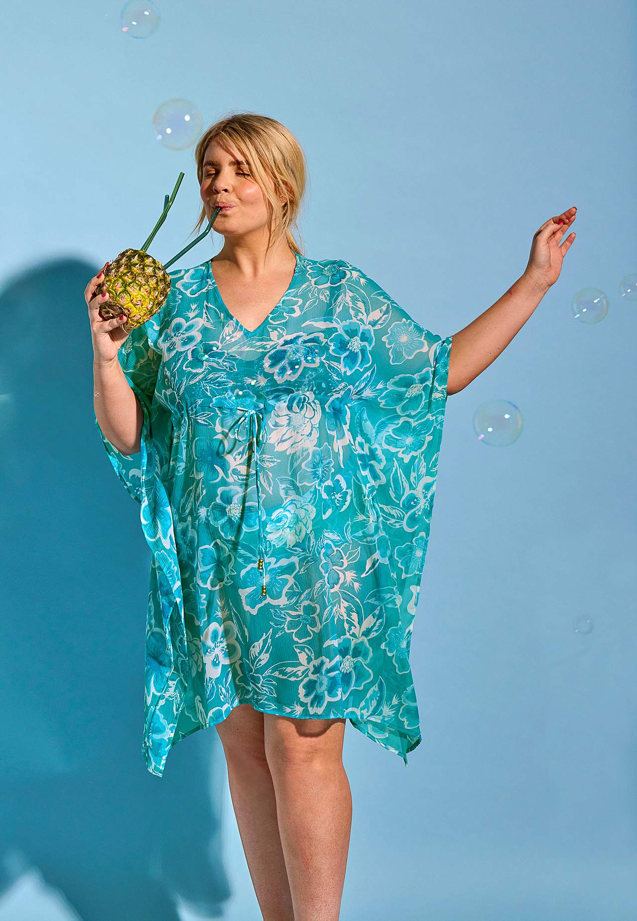 Beach caftan with a flower pattern