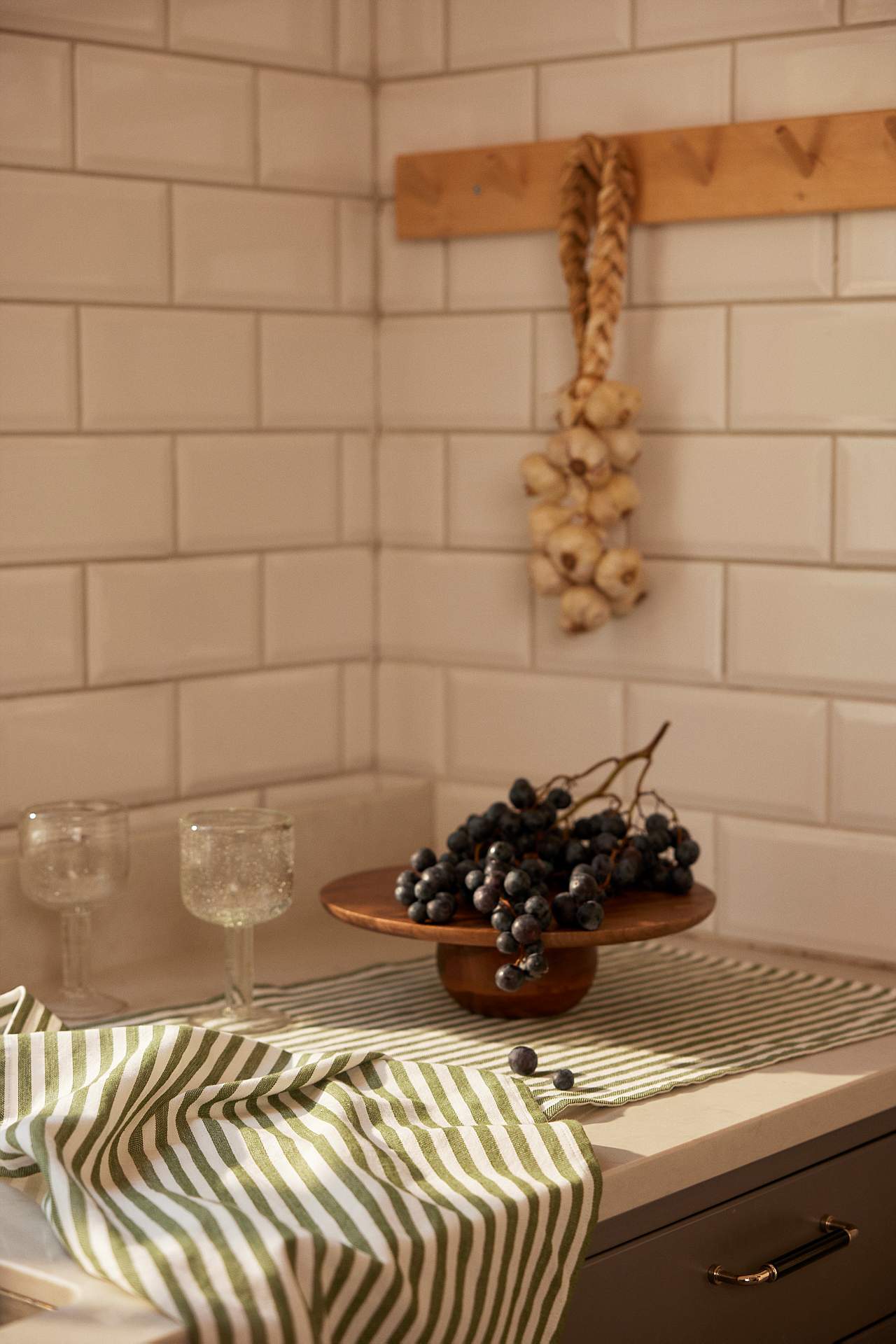 Woven, striped table runner