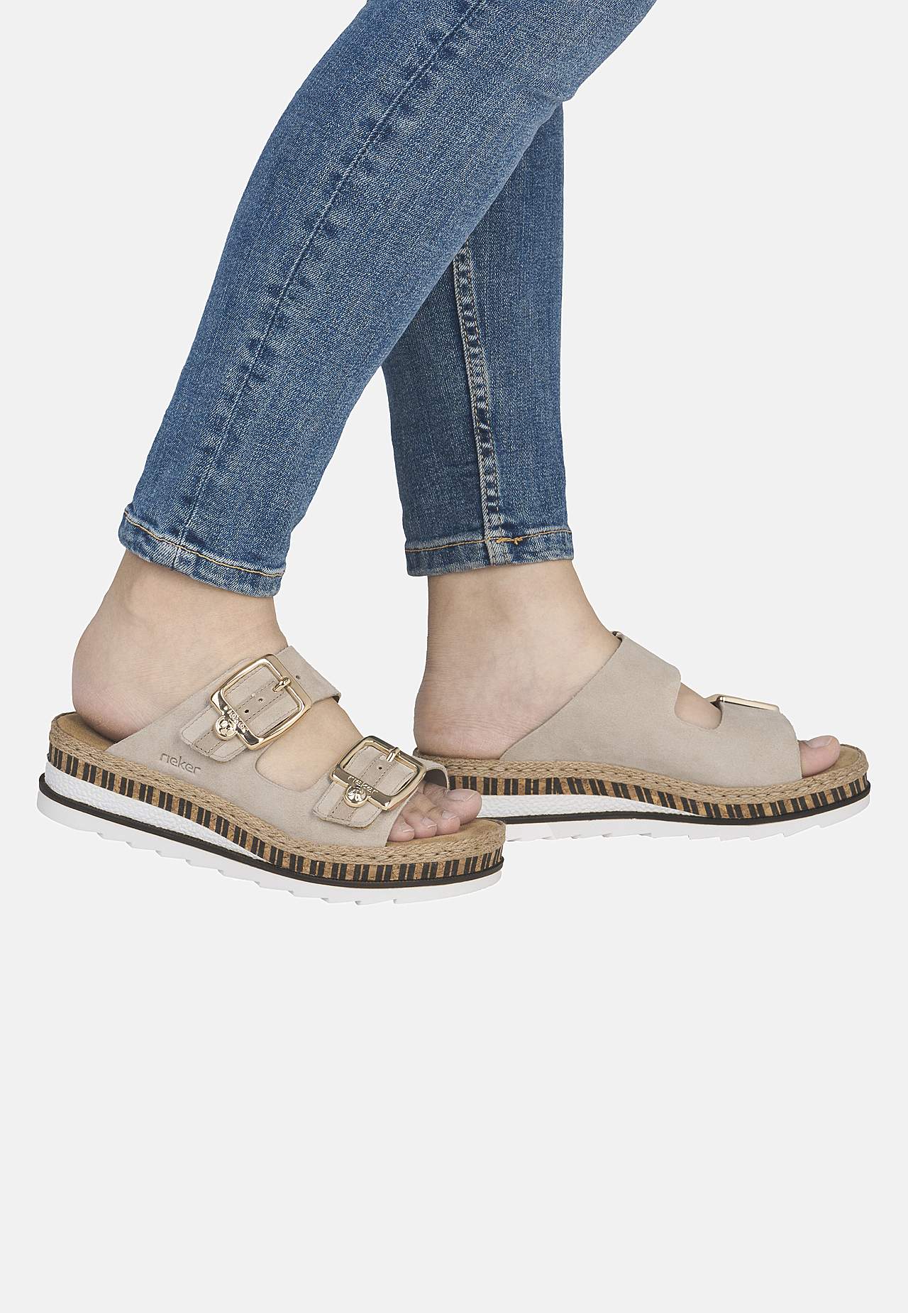 Skinnsandal med justerbara remmar
