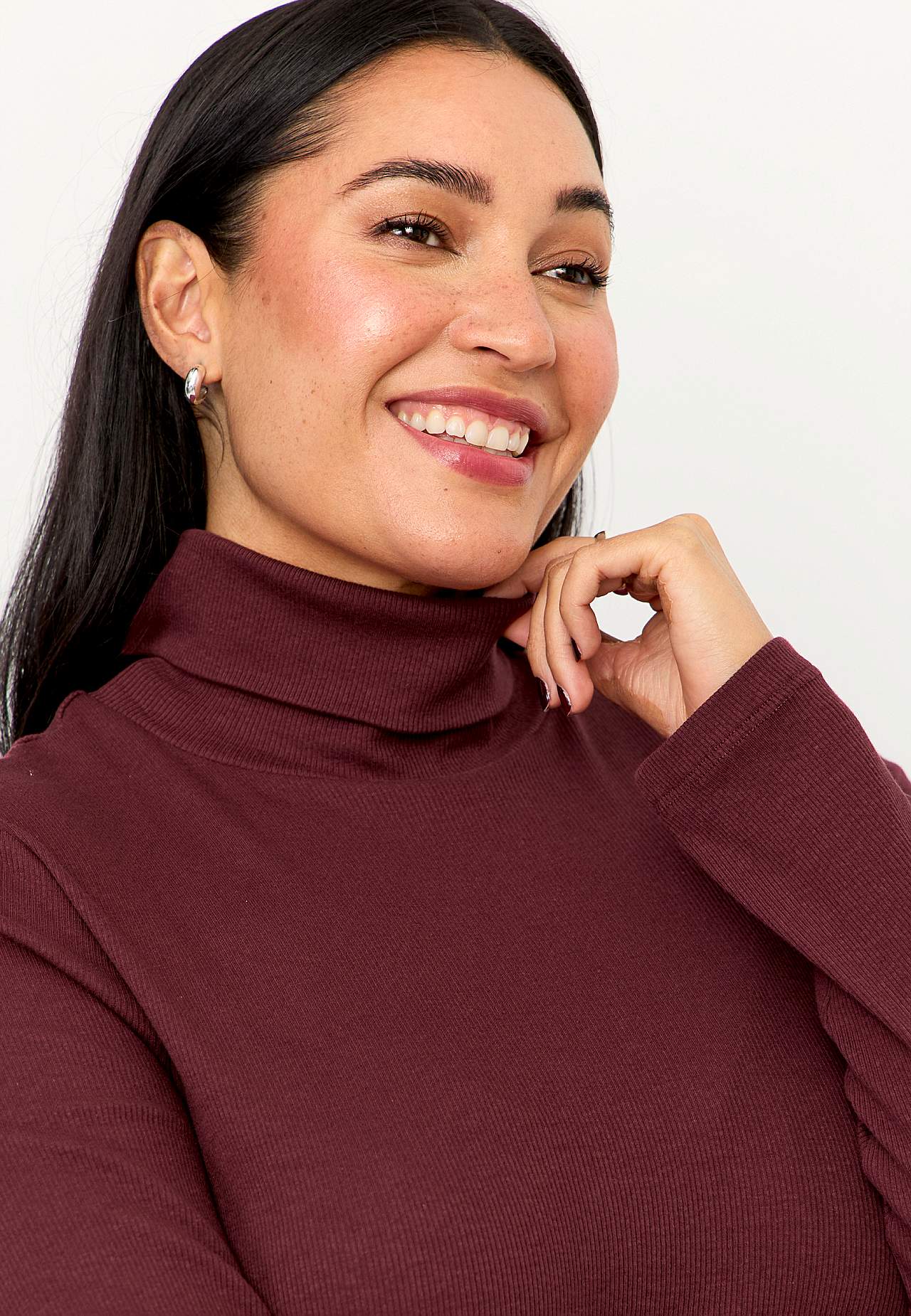 Ribbed roll-neck in organic cotton