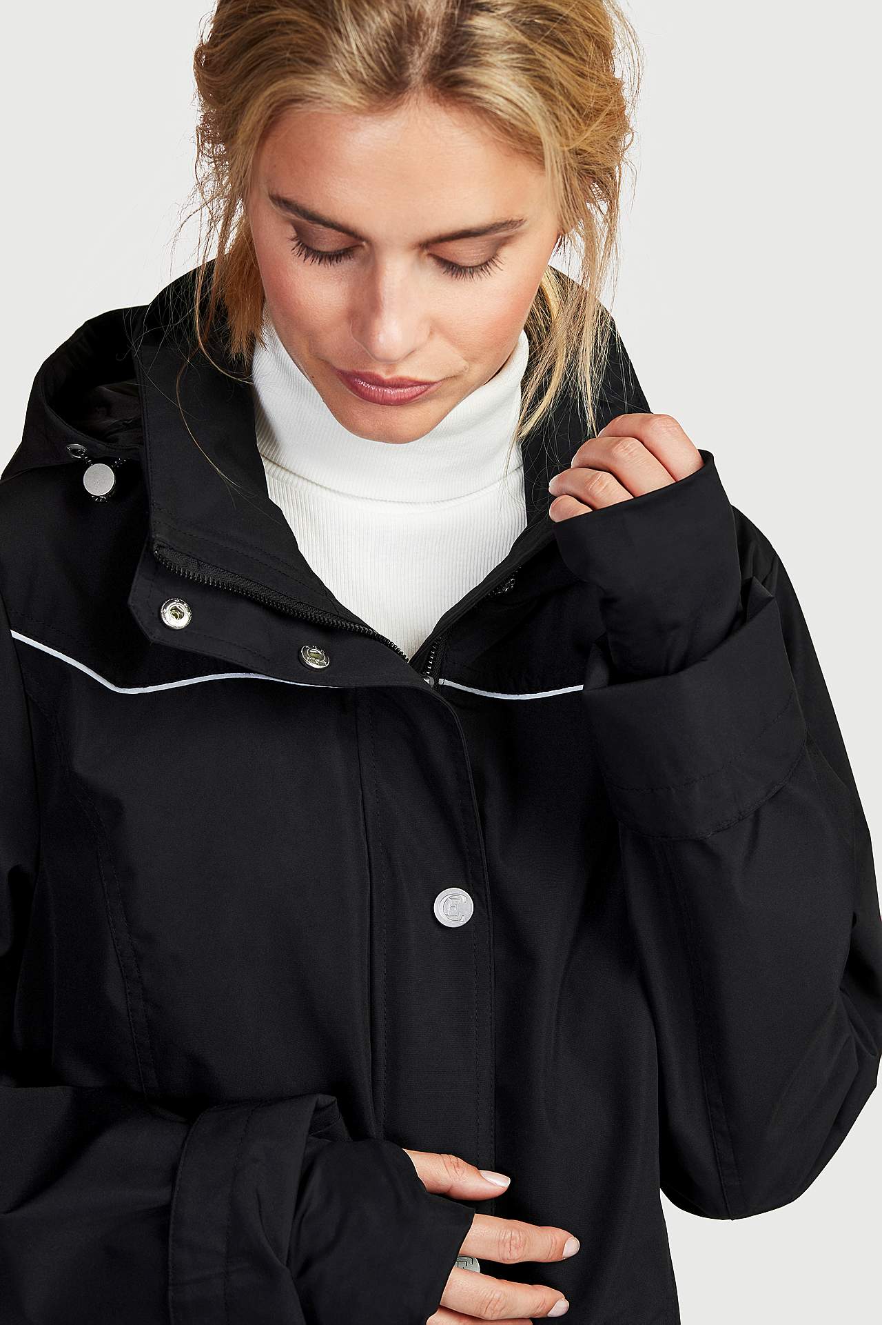 Long jacket with reflective details Benita