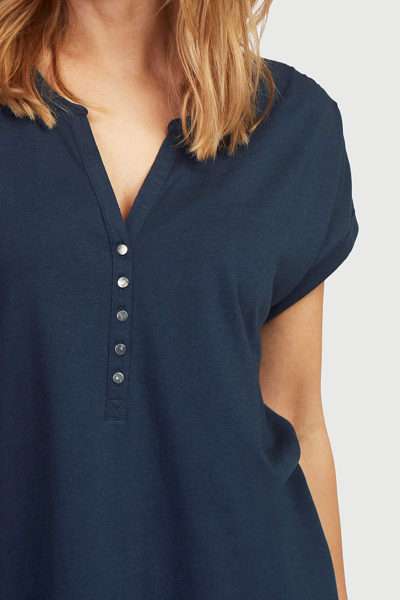 Jersey top with metallic buttons