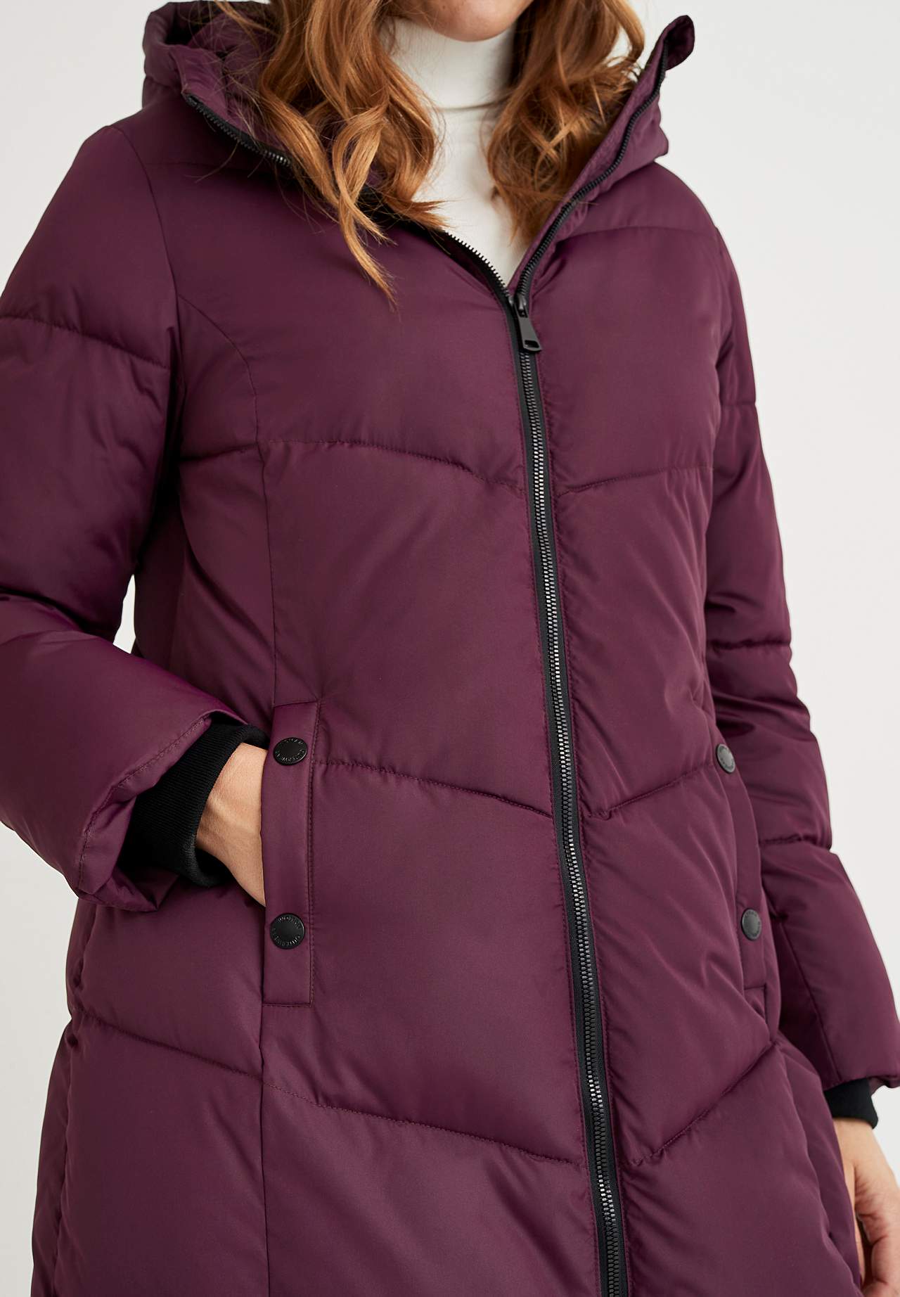 Long coat with fluffy padding