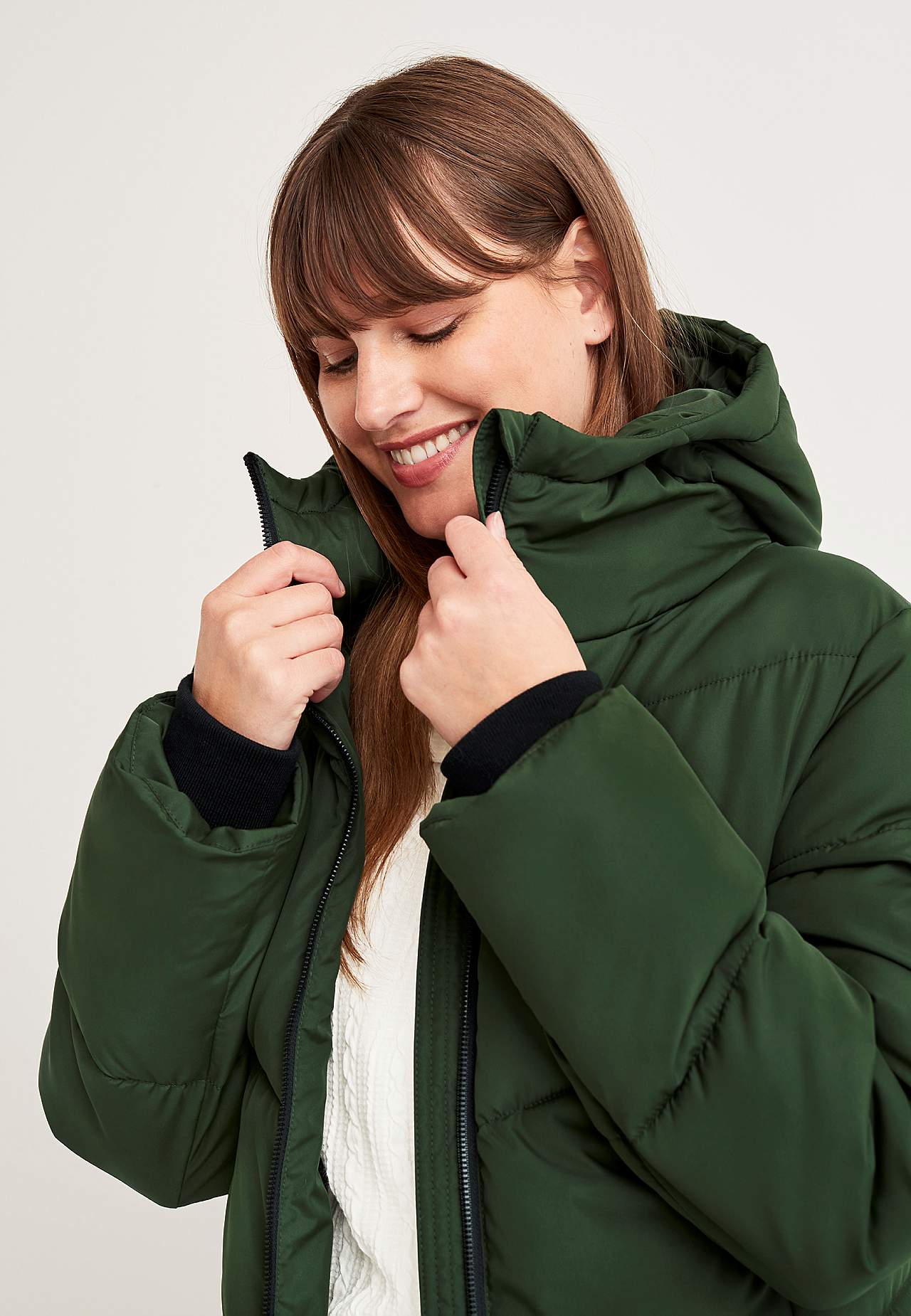 Long coat with fluffy padding
