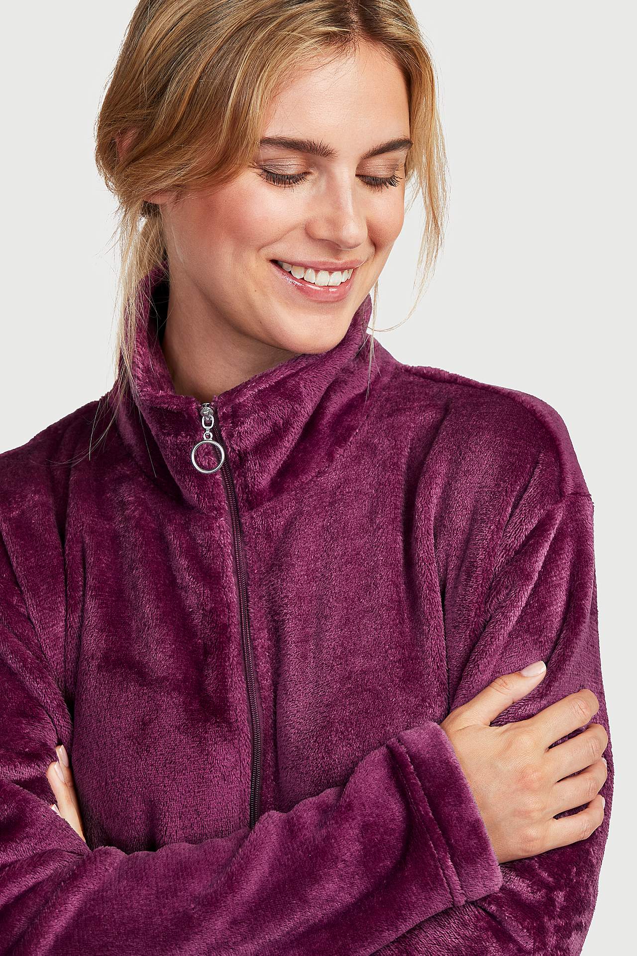 Long dressing gown in fleece