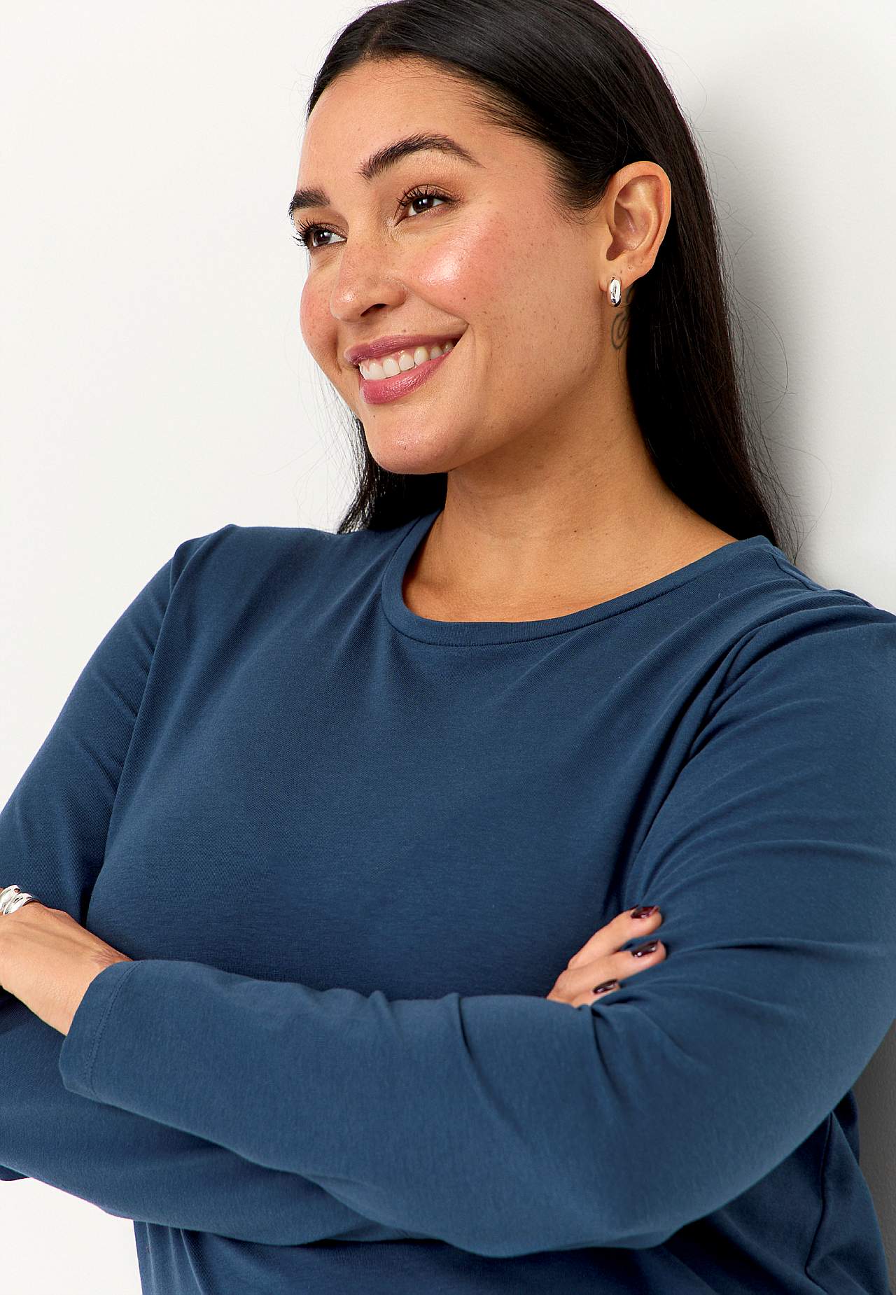 Long-sleeved jersey top in organic cotton