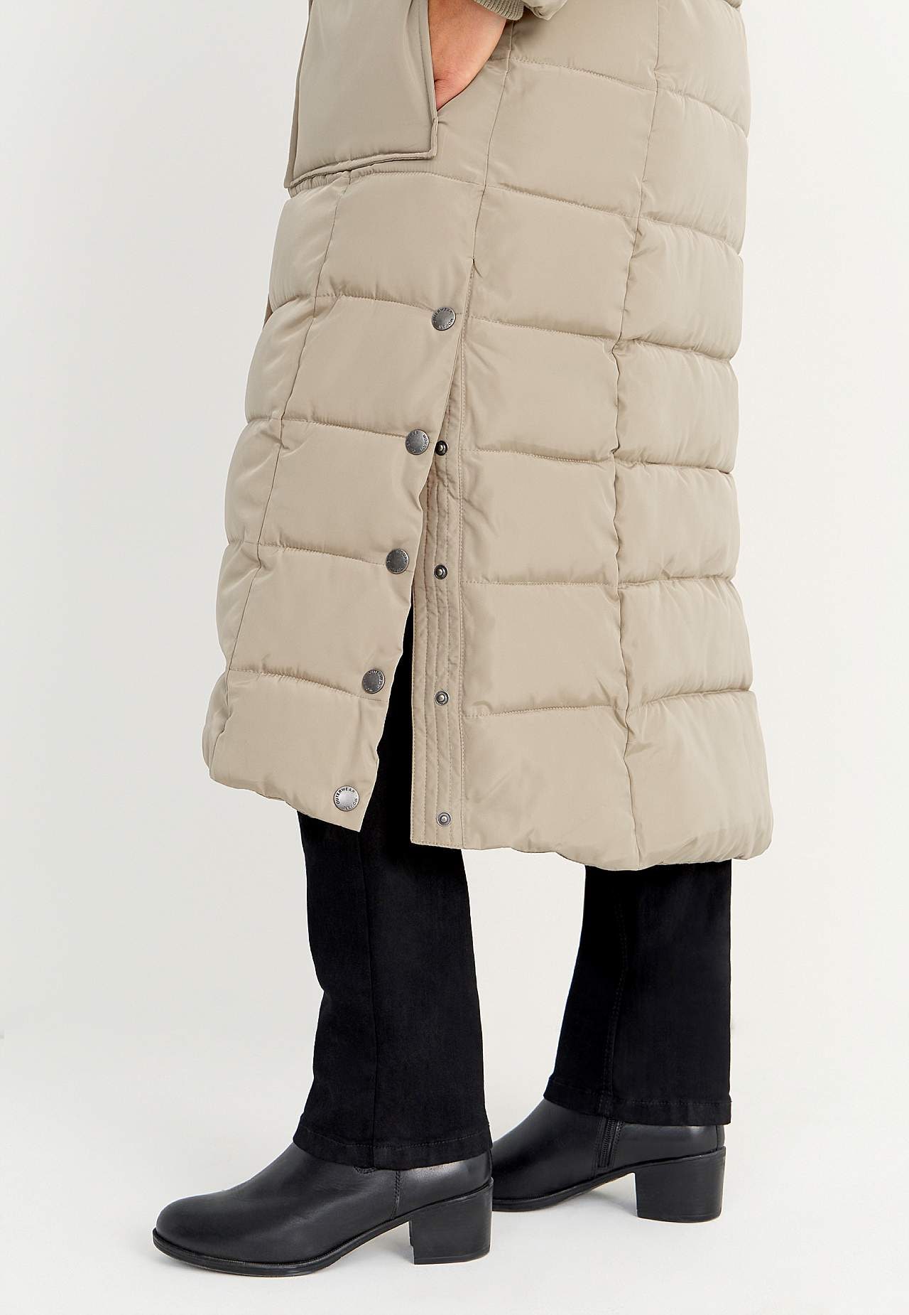 Long, padded coat