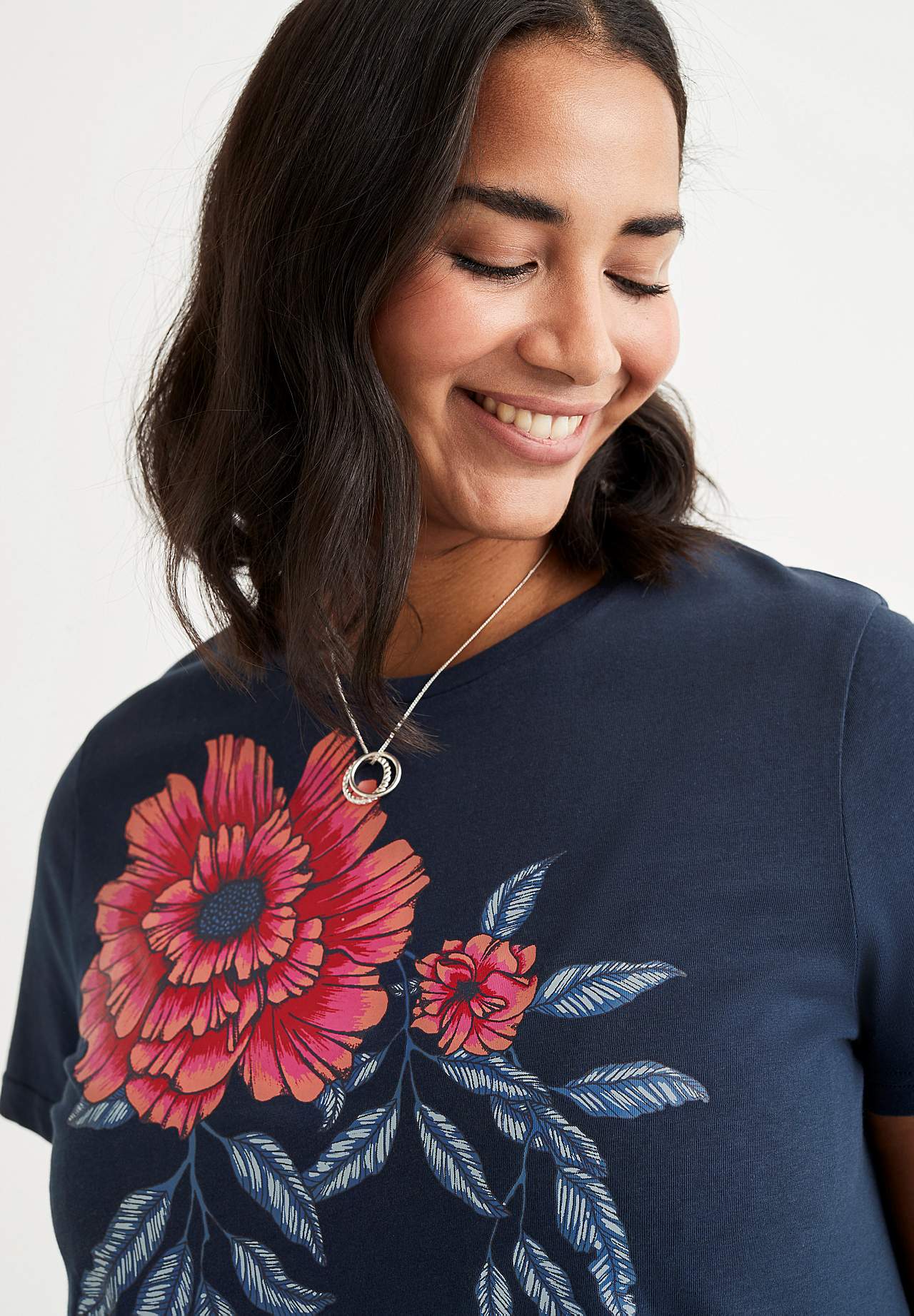 Short-sleeved jersey tuniq with print