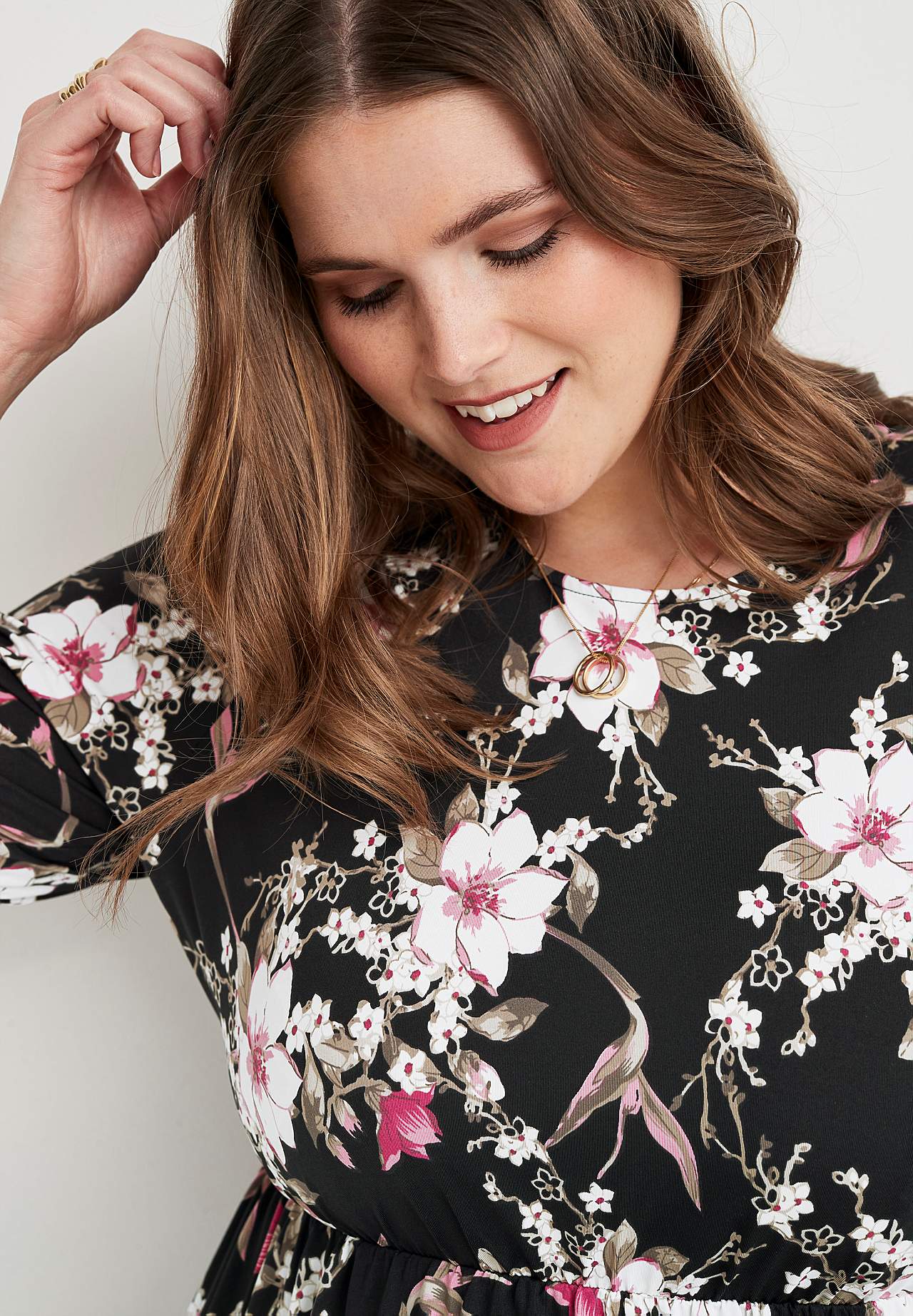 Patterned midi dress in supple jersey