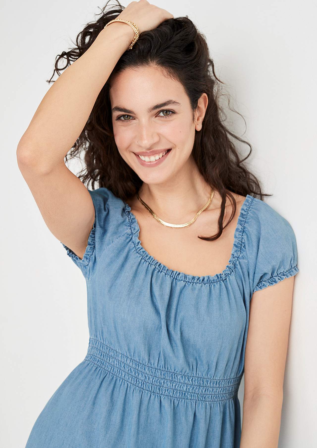 Denim dress with flounces Elsy