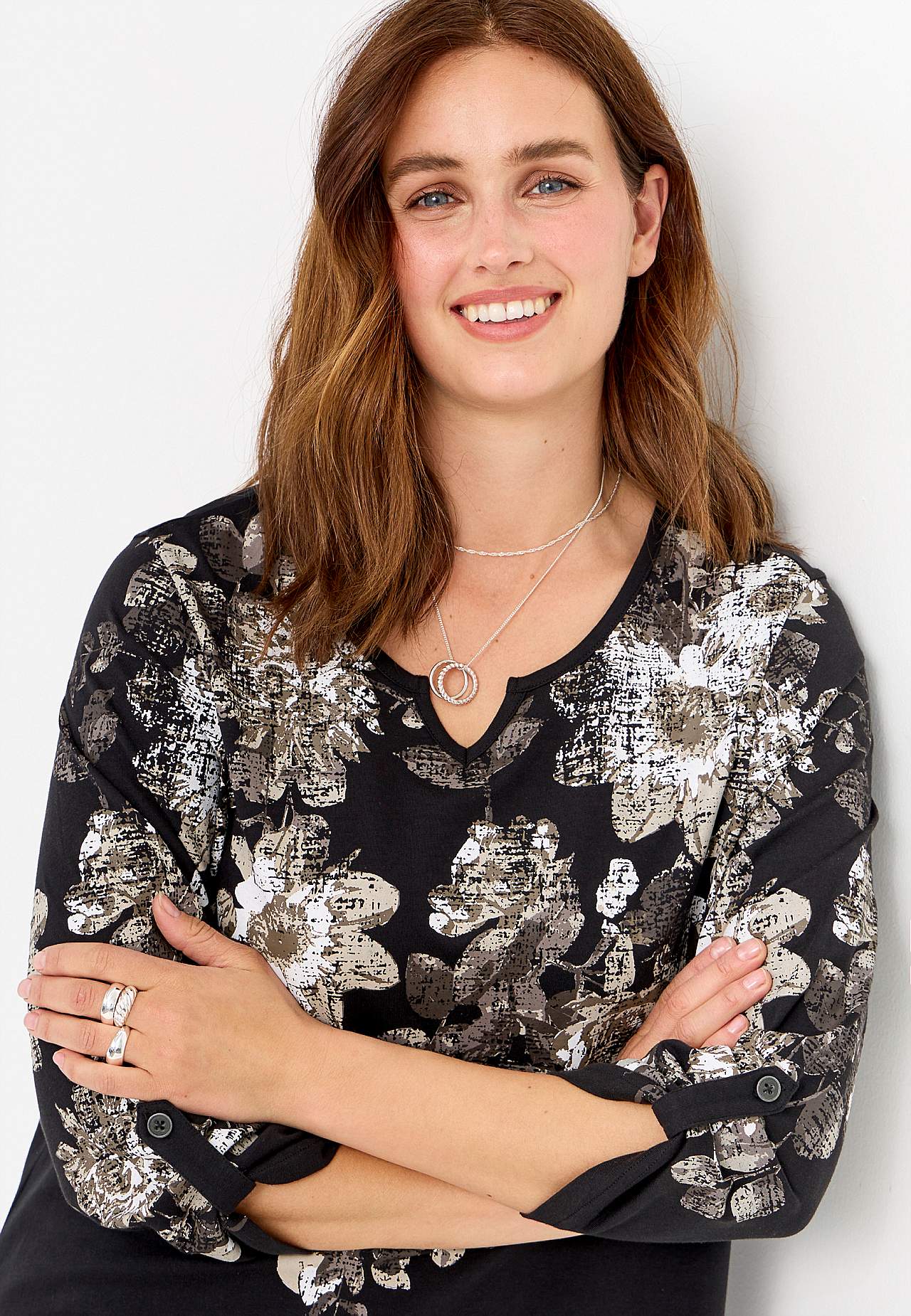Patterned jersey top
